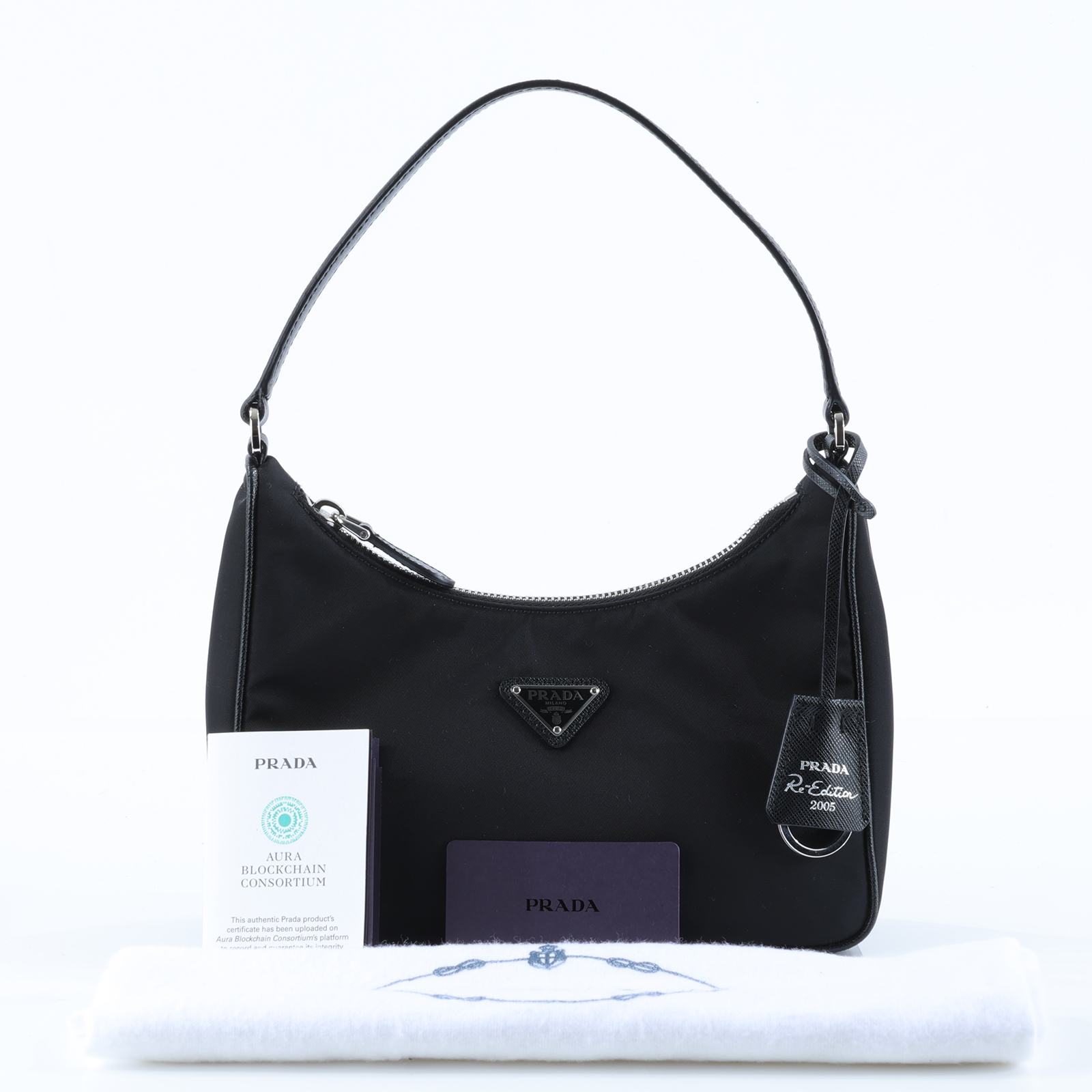 普拉達 PRADA Prada Re-Edition 環保尼龍 迷你袋 1NE204_R064 黑尼龍HOBO腋下包 防塵袋