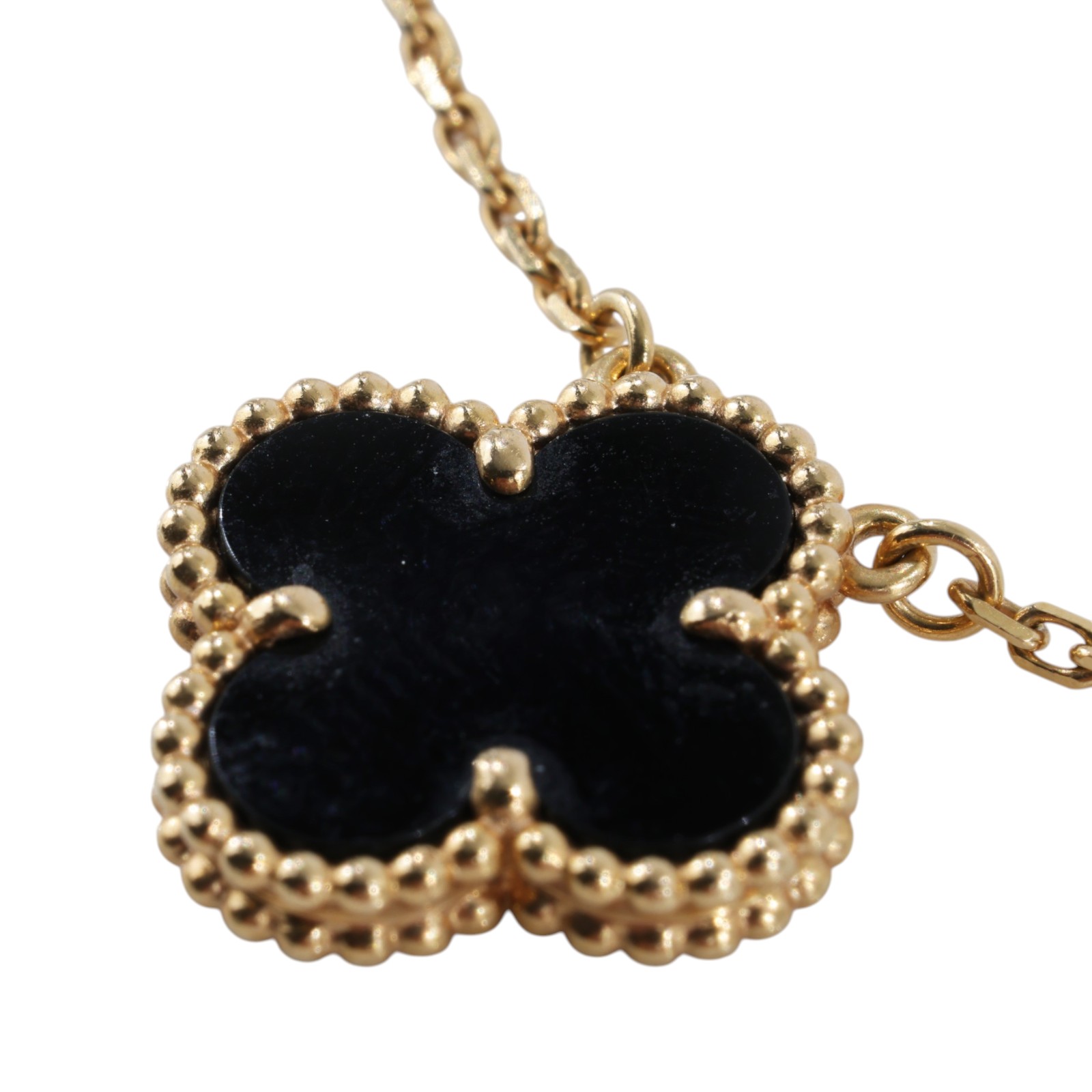 梵克雅寶 Van Cleef & Arpels Vintage Alhambra 吊墜 小型 VCARA45800 YG 黑縞瑪瑙VINTAGE項鍊 無附屬品