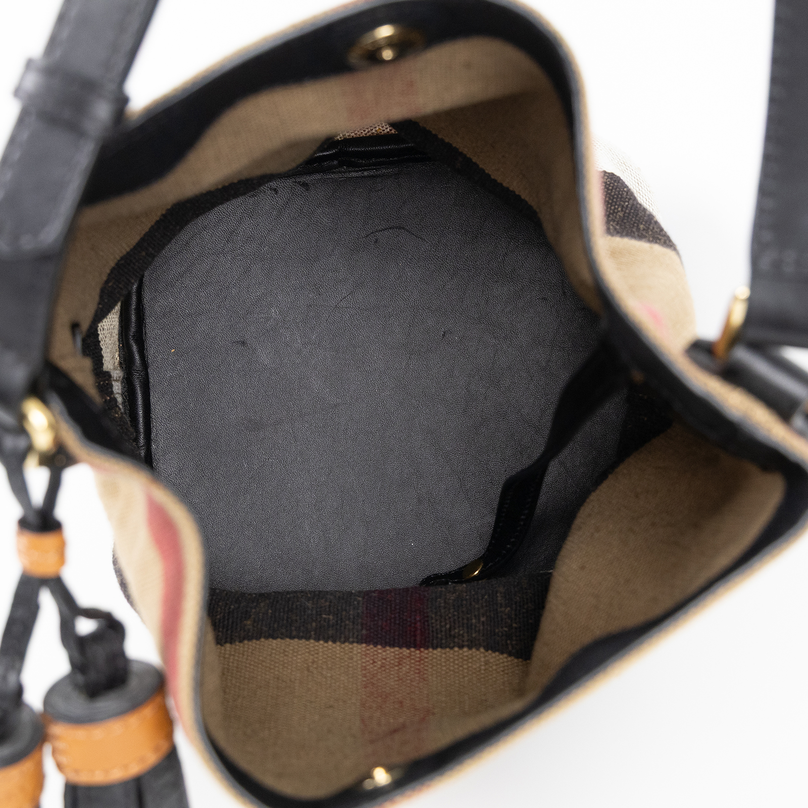 博柏利 BURBERRY 水桶包 3997284 格紋帆布水桶包 內袋
