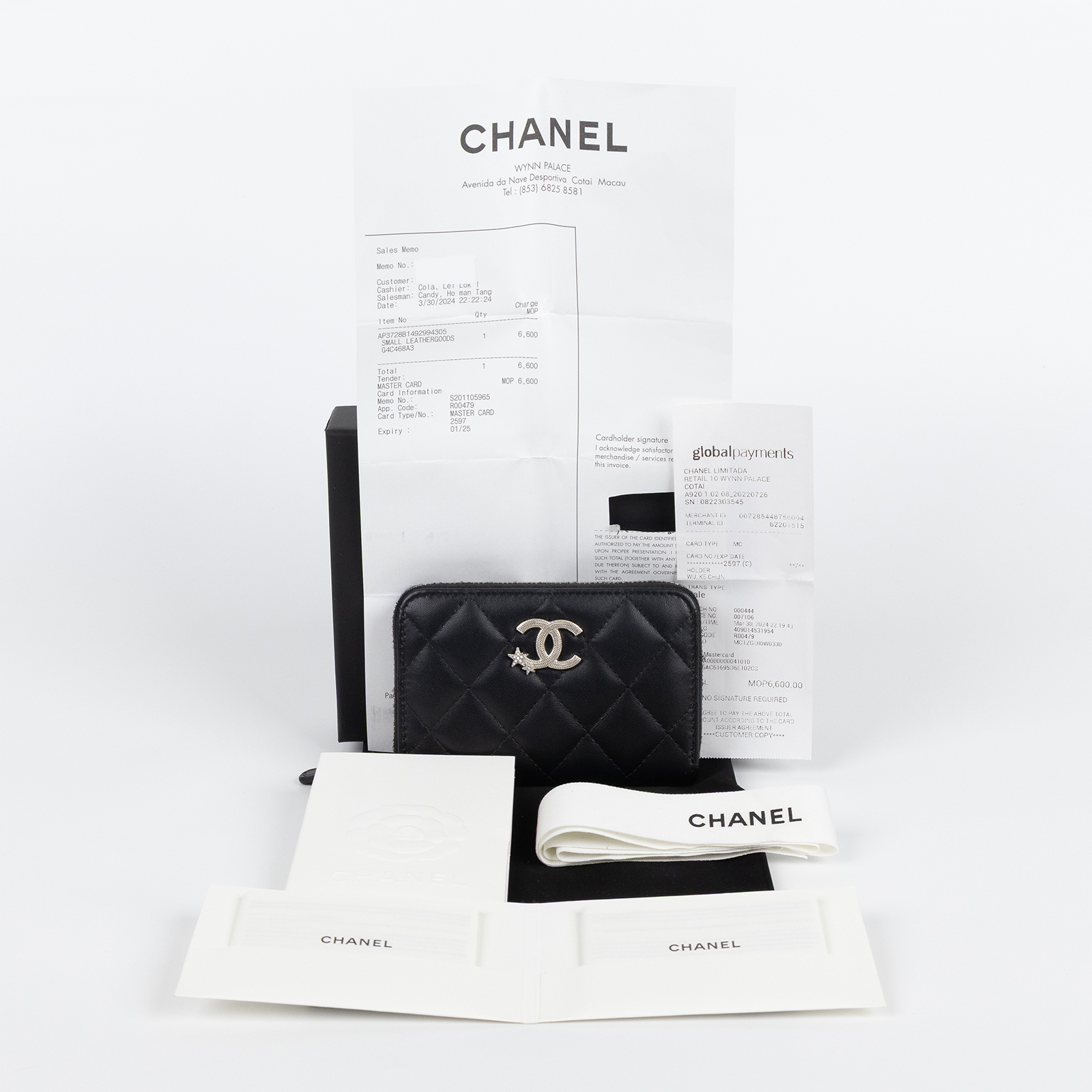 香奈兒 CHANEL 短夾 錢包 零錢包 AP3728 B14929 晶片款 黑金羊星星拉鍊短夾 原廠盒子/防塵袋/購買證明