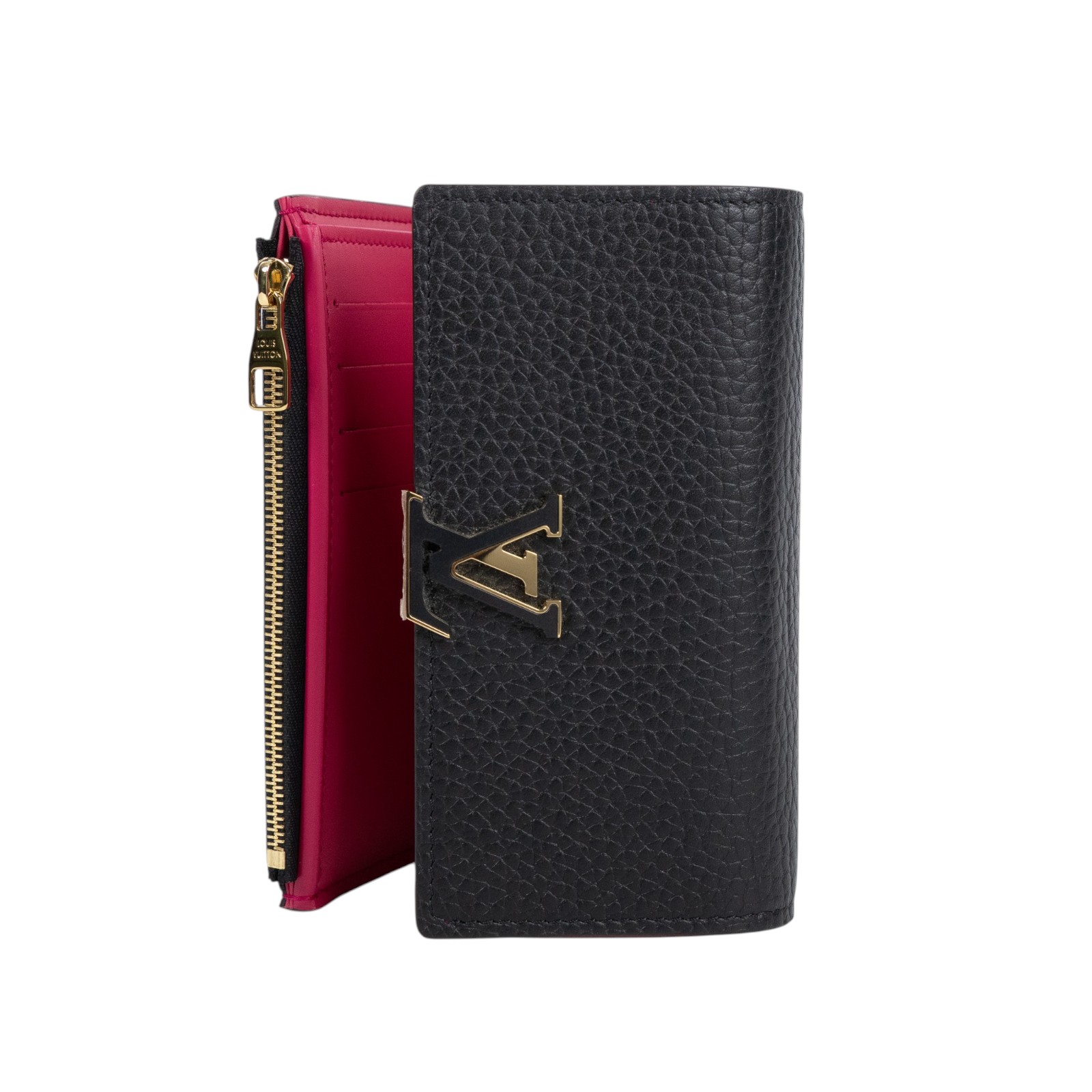 路易威登 LOUIS VUITTON Capucines 小型錢包 短夾 黑玫瑰紅色 M62157 晶片款  原廠盒子/防塵袋/購買證明