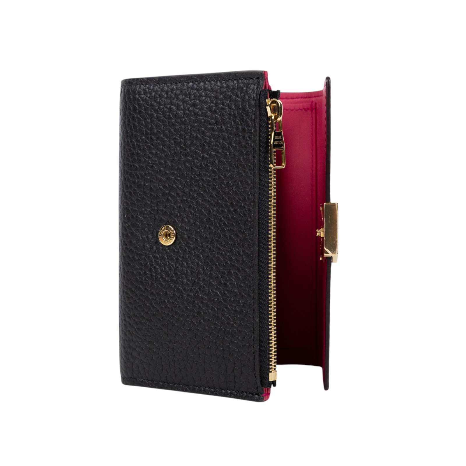 路易威登 LOUIS VUITTON Capucines 小型錢包 短夾 黑玫瑰紅色 M62157 晶片款  原廠盒子/防塵袋/購買證明
