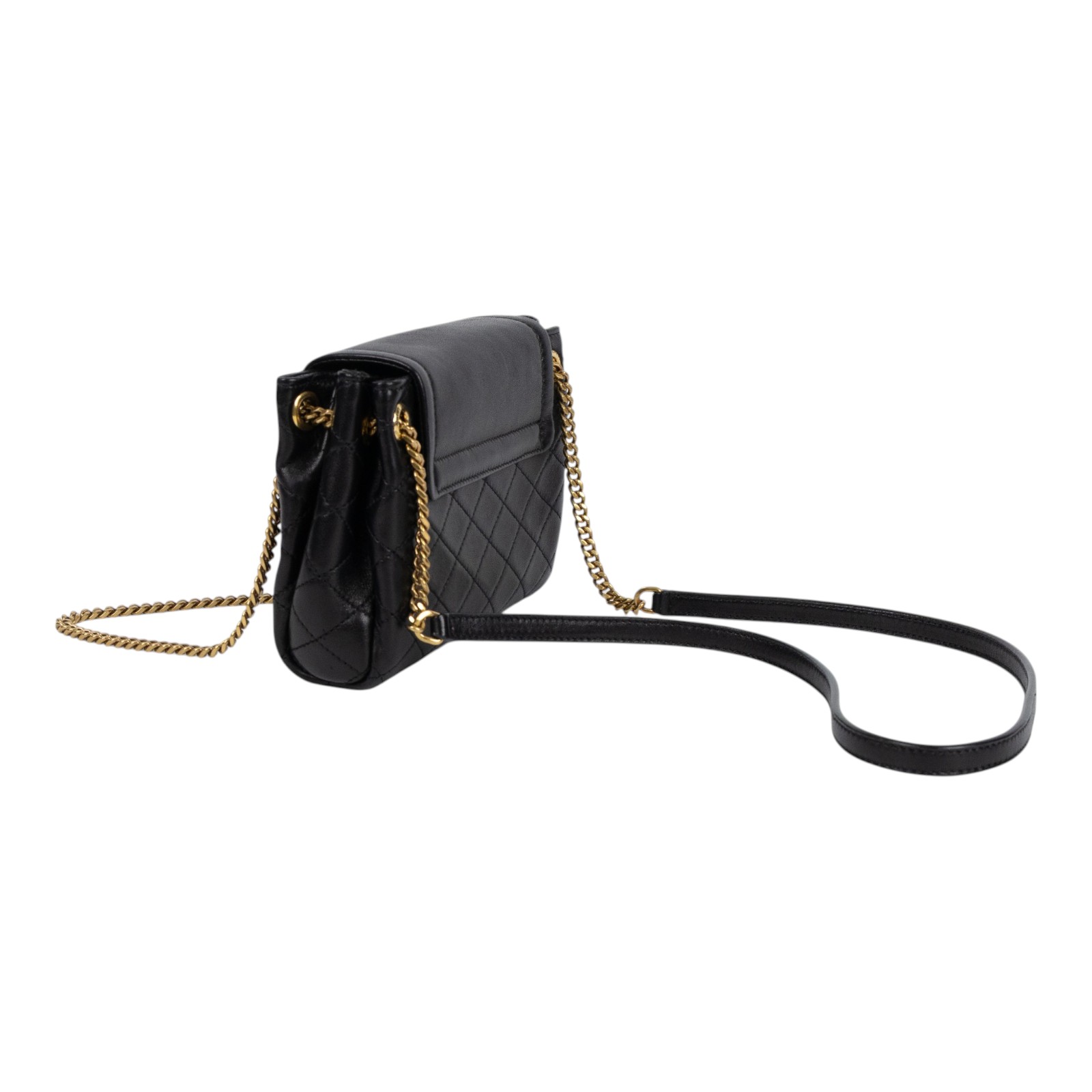 聖羅蘭 YSL SAINT LAURENT Nolia 小羊皮 迷你 手袋 肩背包 金色五金 6727381EL07 黑NOLITA MINI 無附屬品