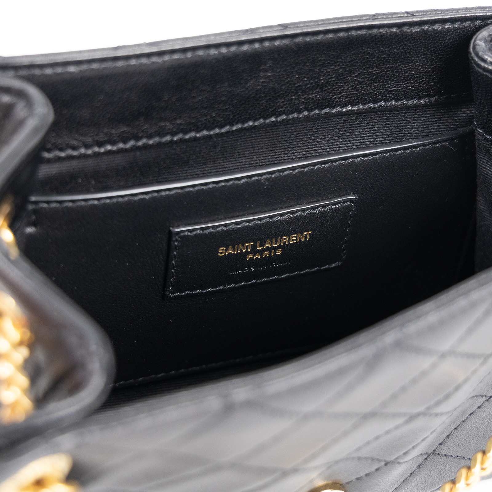 聖羅蘭 YSL SAINT LAURENT Nolia 小羊皮 迷你 手袋 肩背包 金色五金 6727381EL07 黑NOLITA MINI 無附屬品