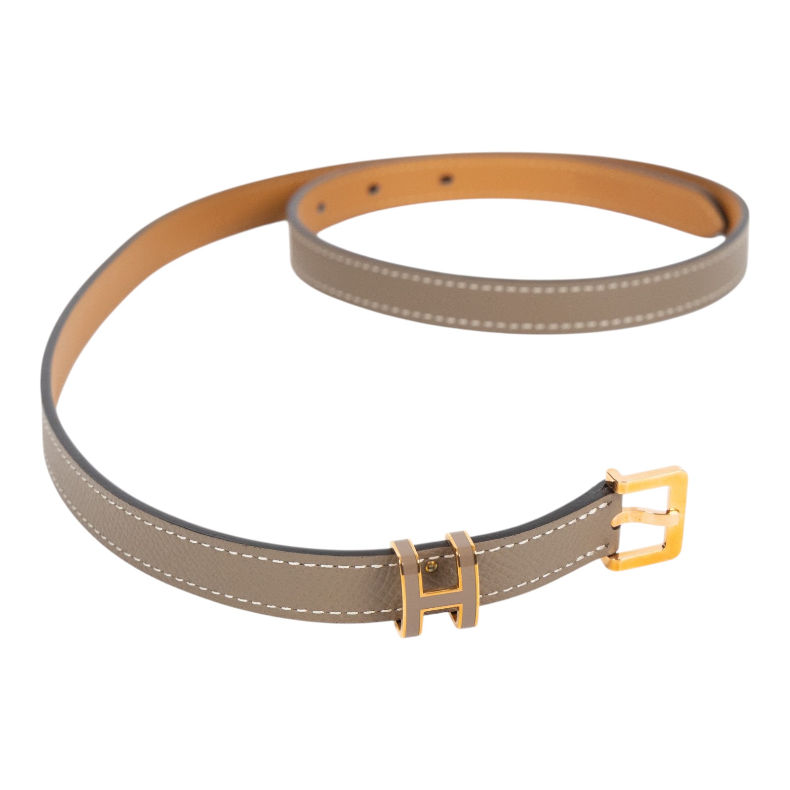 愛馬仕 Hermes Pop H 15 腰帶 大象灰 金色扣 H081087CD18080 U ID 003 CF U刻 大象灰POP H皮帶#80 防塵袋2