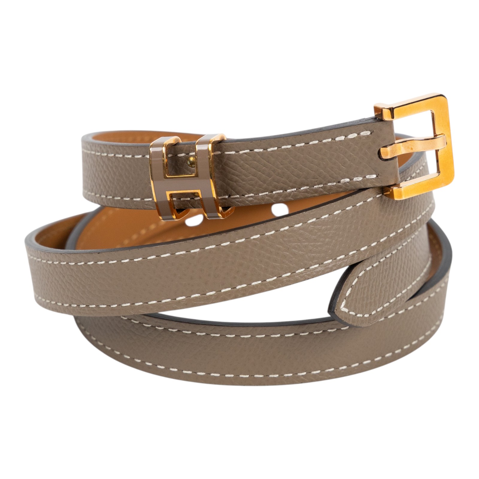 愛馬仕 Hermes Pop H 15 腰帶 大象灰 金色扣 H081087CD18080 U ID 003 CF U刻 大象灰POP H皮帶#80 防塵袋2