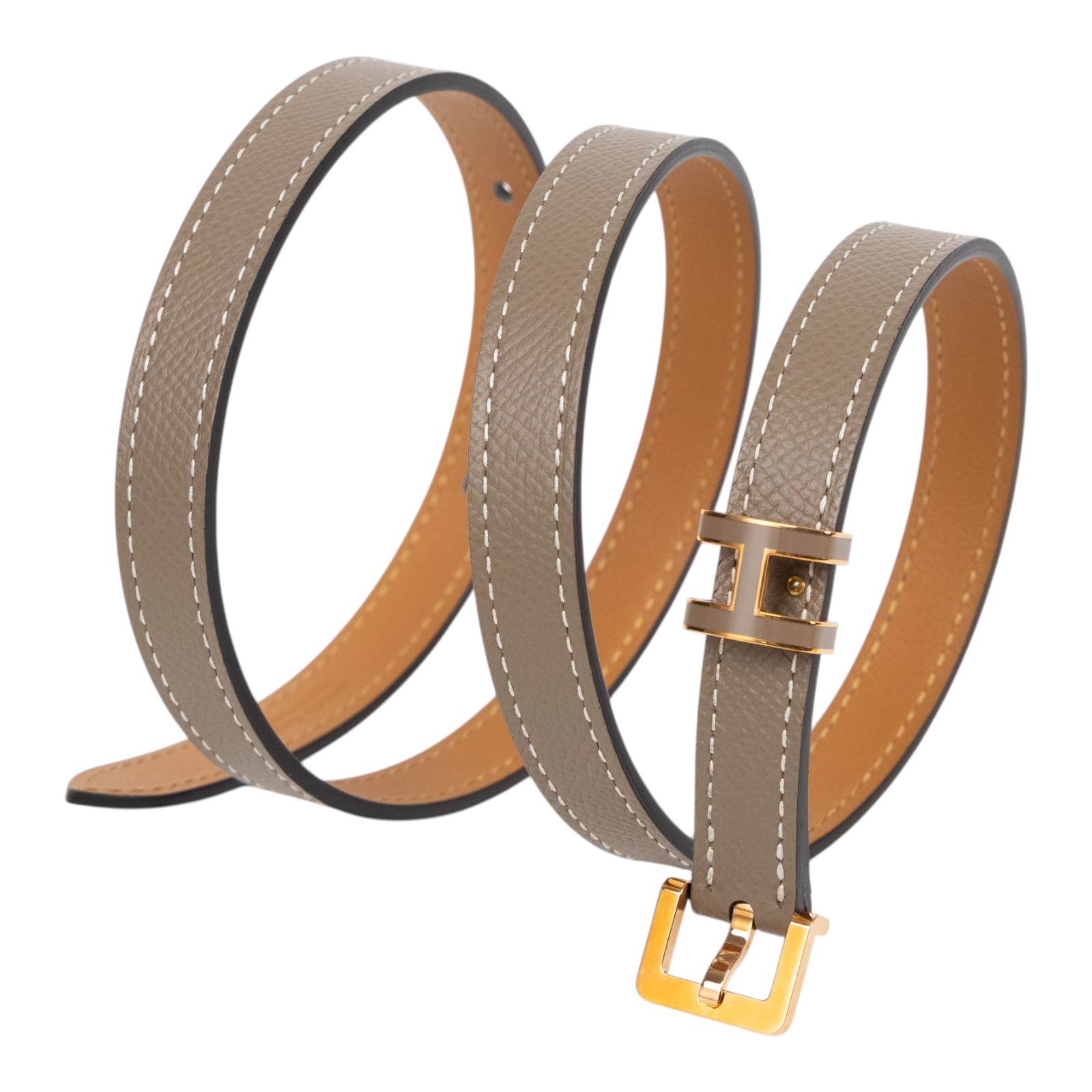 愛馬仕 Hermes Pop H 15 腰帶 大象灰 金色扣 H081087CD18080 U ID 003 CF U刻 大象灰POP H皮帶#80 防塵袋2