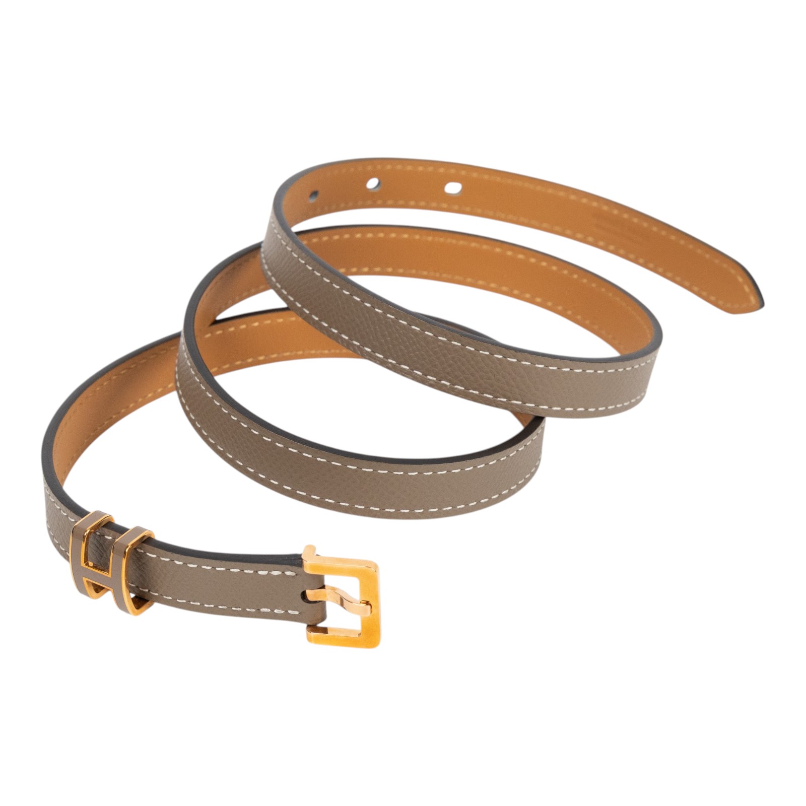 愛馬仕 Hermes Pop H 15 腰帶 大象灰 金色扣 H081087CD18080 U ID 003 CF U刻 大象灰POP H皮帶#80 防塵袋2