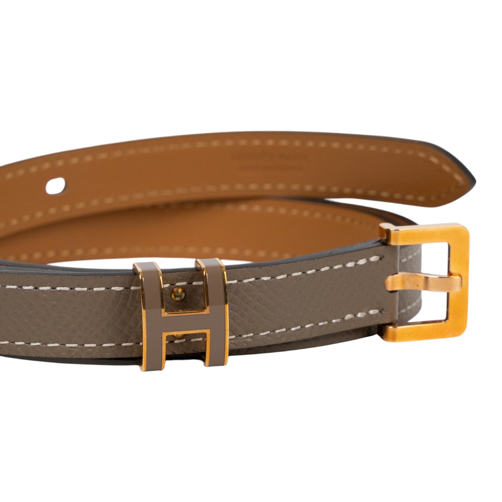 愛馬仕 Hermes Pop H 15 腰帶 大象灰 金色扣 H081087CD18080 U ID 003 CF U刻 大象灰POP H皮帶#80 防塵袋2