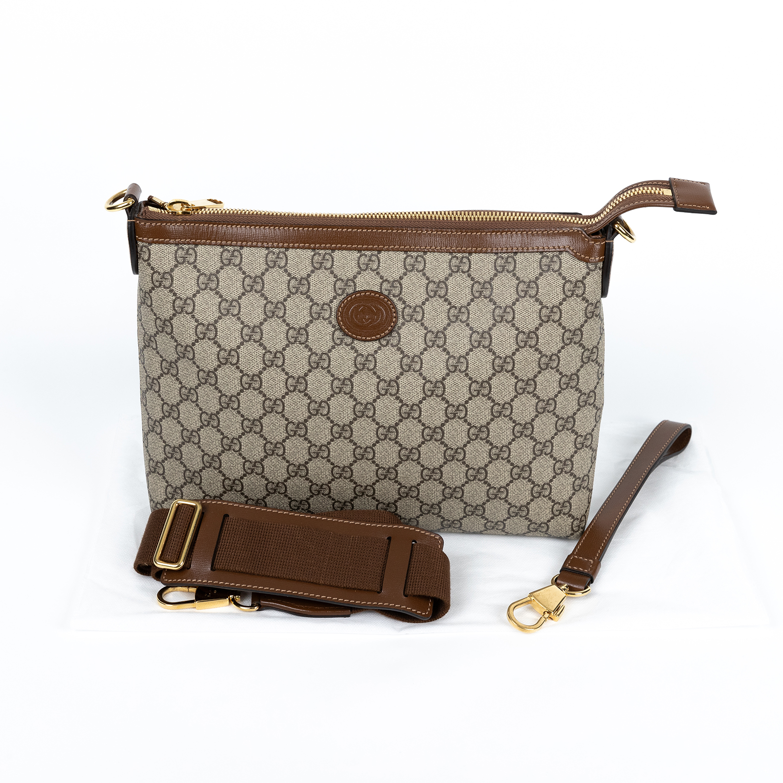 古馳 GUCCI Interlocking G 郵差袋 726833 92THG 棕GG斜背包 背帶2