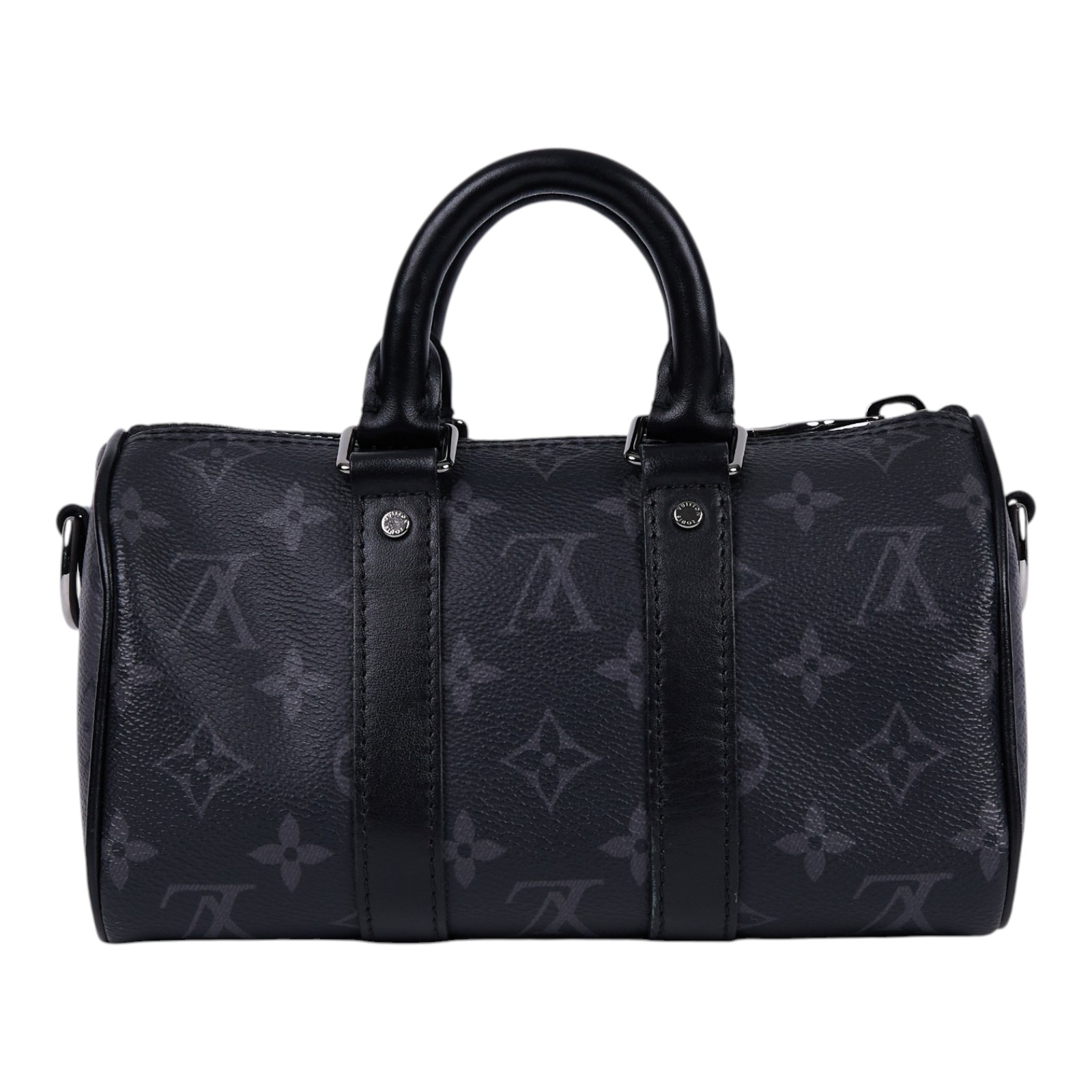 路易威登 LOUIS VUITTON KEEPALL XS 老花 小款 圓筒 側背包   M45947 晶片款 黑原花KEEPALL XS 原廠盒子/背帶
