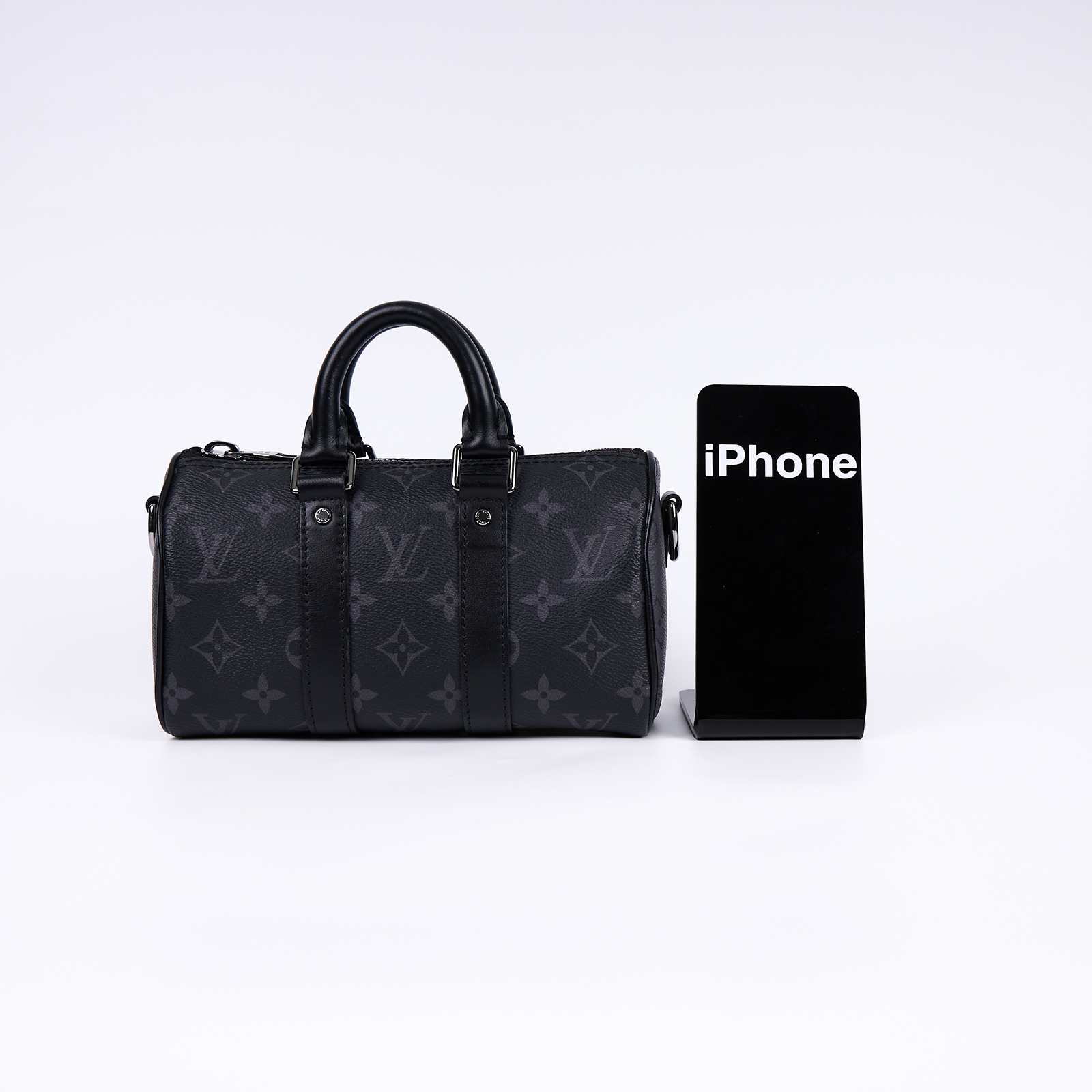 路易威登 LOUIS VUITTON KEEPALL XS 老花 小款 圓筒 側背包   M45947 晶片款 黑原花KEEPALL XS 原廠盒子/背帶