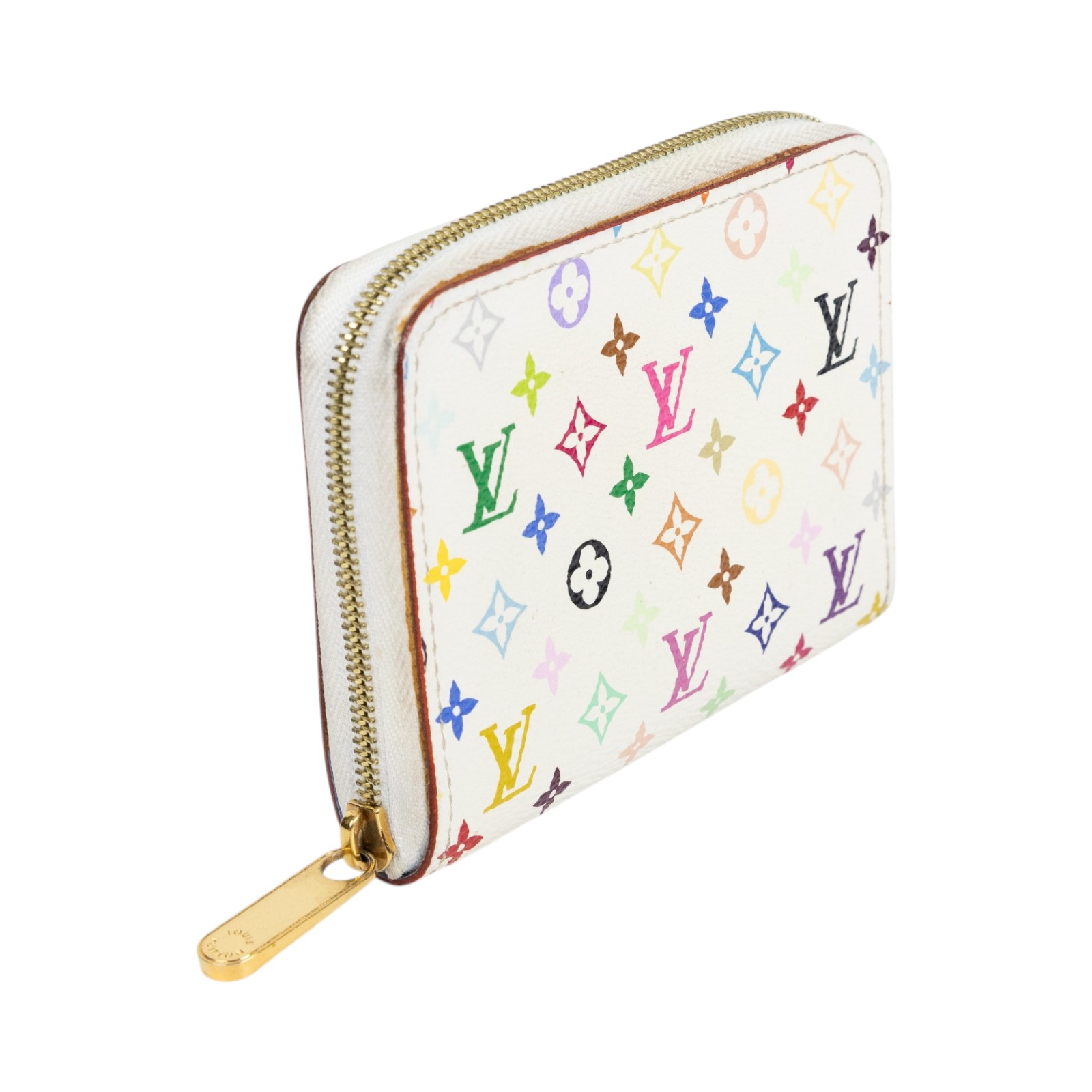路易威登 LOUIS VUITTON Multicolore Zippy 零錢卡片包 村上隆 白彩 拉鍊 老花 Monogram M93741  原廠盒子/防塵袋