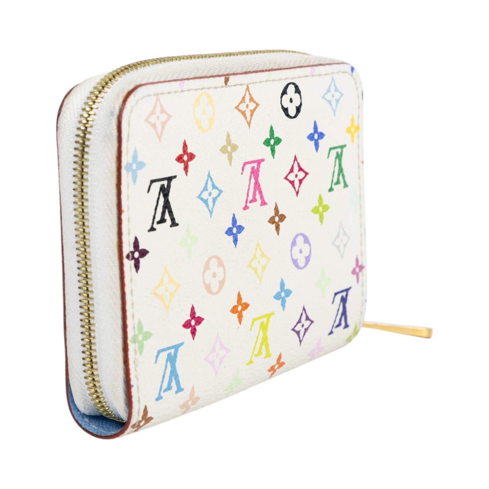 路易威登 LOUIS VUITTON Multicolore Zippy 零錢卡片包 村上隆 白彩 拉鍊 老花 Monogram M93741  原廠盒子/防塵袋