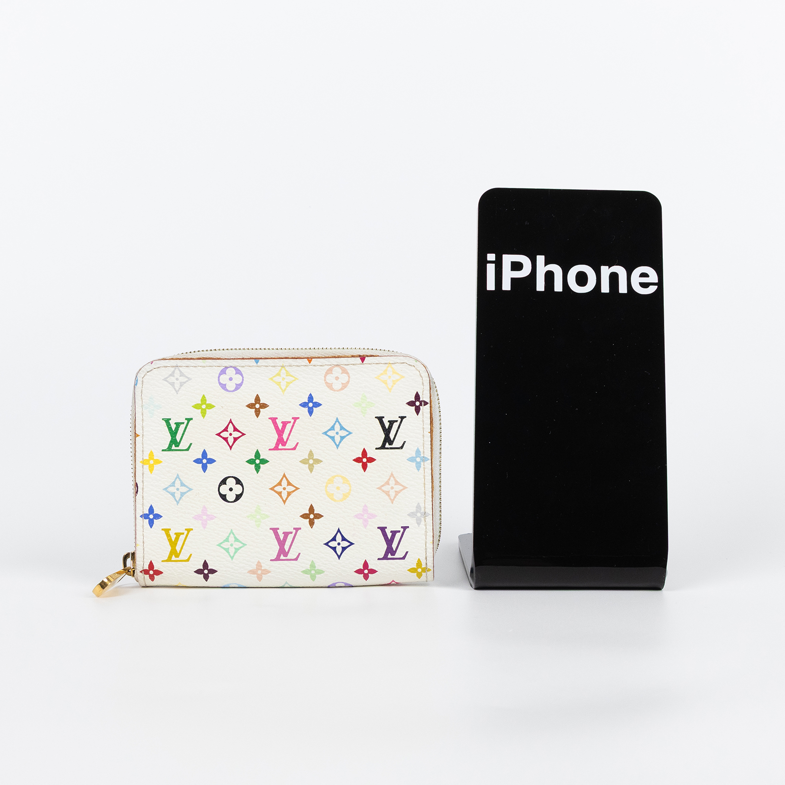 路易威登 LOUIS VUITTON Multicolore Zippy 零錢卡片包 村上隆 白彩 拉鍊 老花 Monogram M93741  原廠盒子/防塵袋