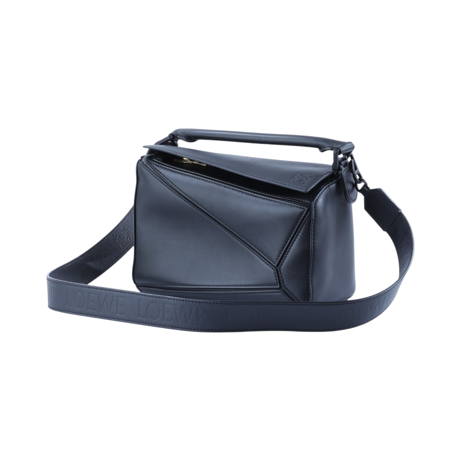 羅意威 LOEWE Small Puzzle bag 斜背包 A510S21X88 全黑PUZZLE 小號 背帶/防塵袋