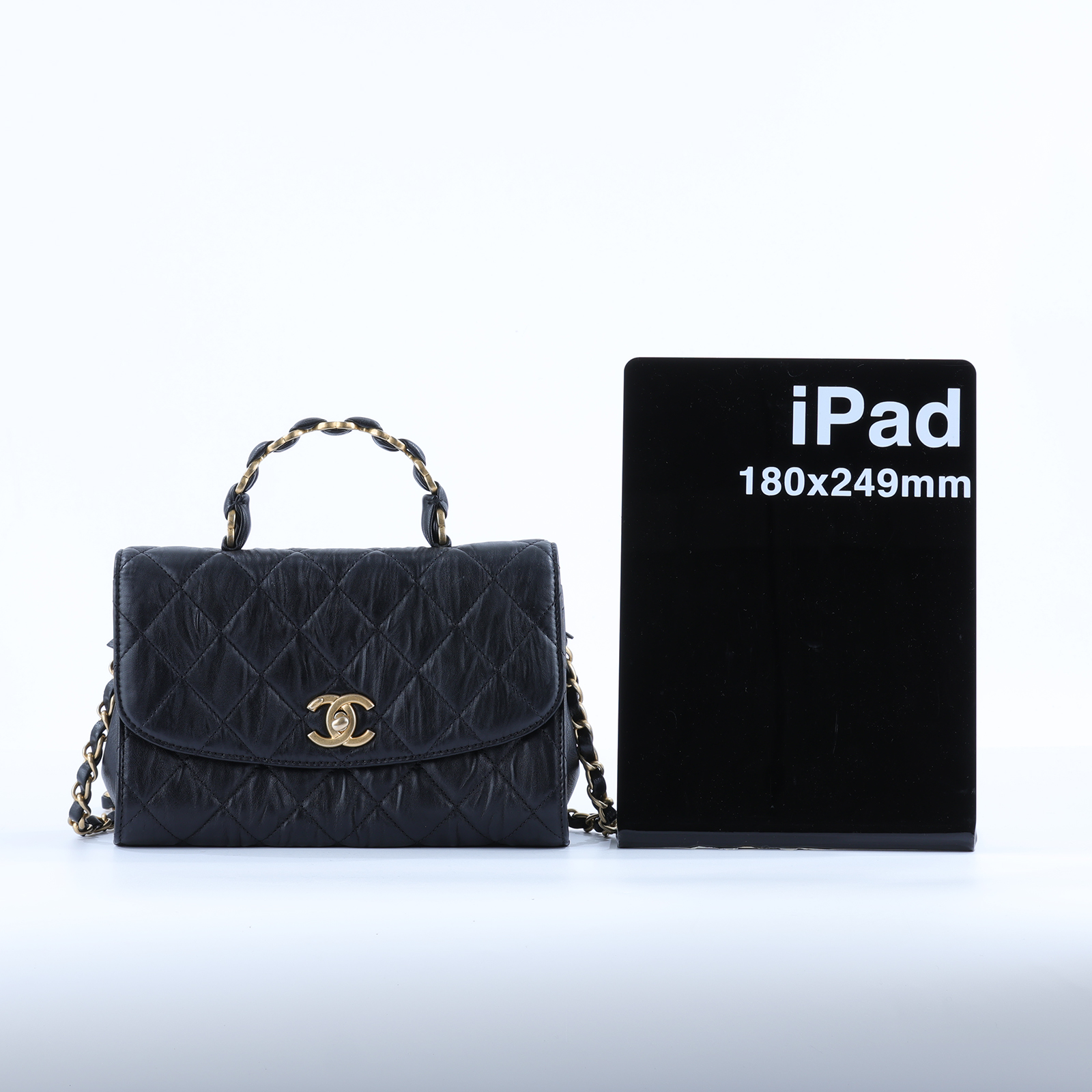 香奈兒 CHANEL Handle 手提 肩背 口蓋包 AS2478 B05514 31開 黑皺褶小羊皮提把翻蓋包 23CM 原廠盒子/保證卡/防塵袋/購買證明