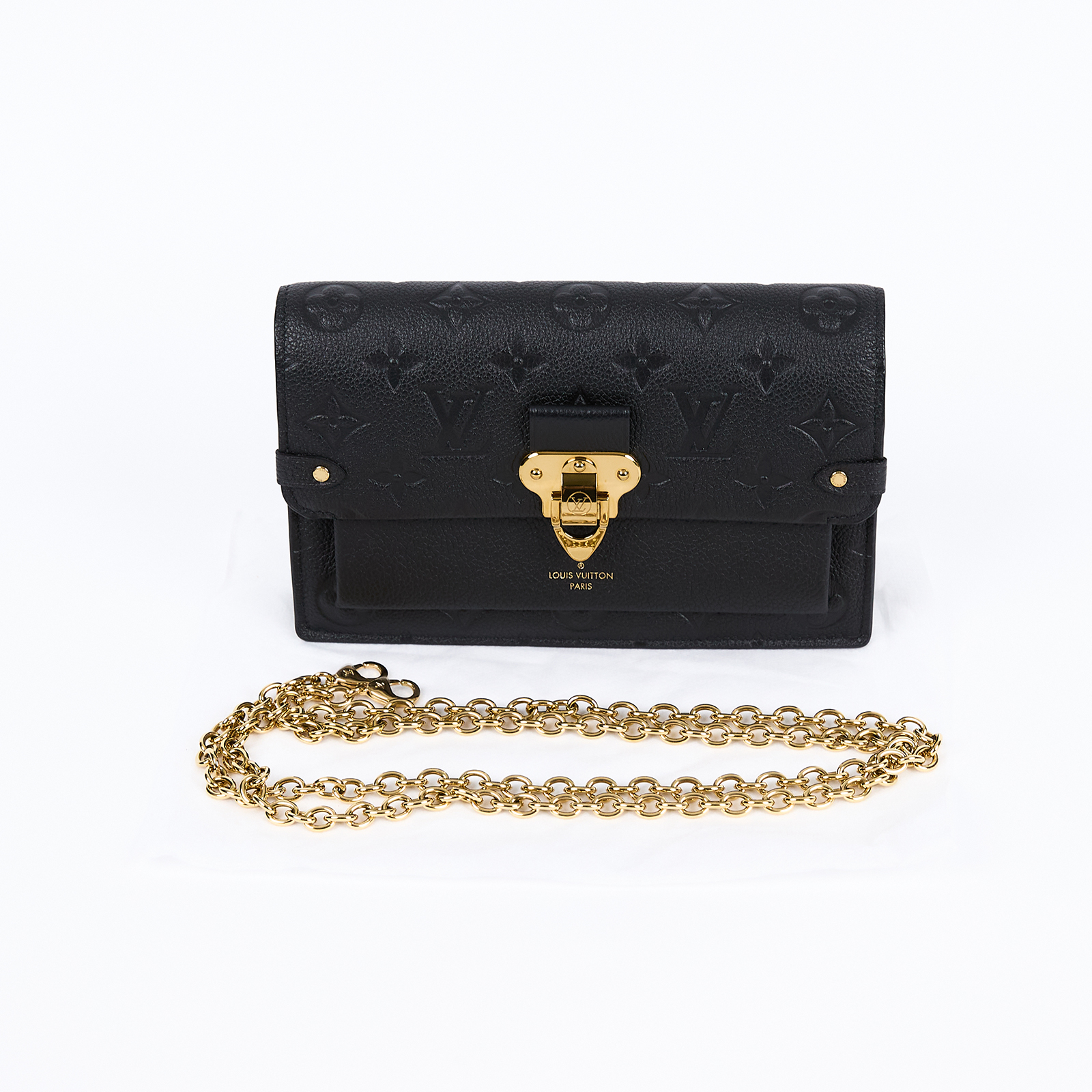 路易威登 LOUIS VUITTON Vavin 鏈帶錢包 M67839 晶片款 黑壓紋Vavin 鏈條包 背帶