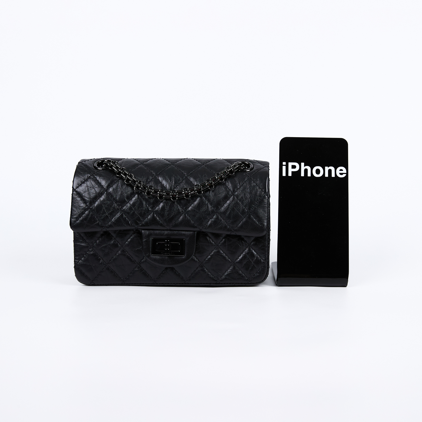 香奈兒 CHANEL 2.55 迷你 口蓋包 AS0874 Y83608 晶片款 SO BLACK2.55 20CM 防塵袋/購買證明影本