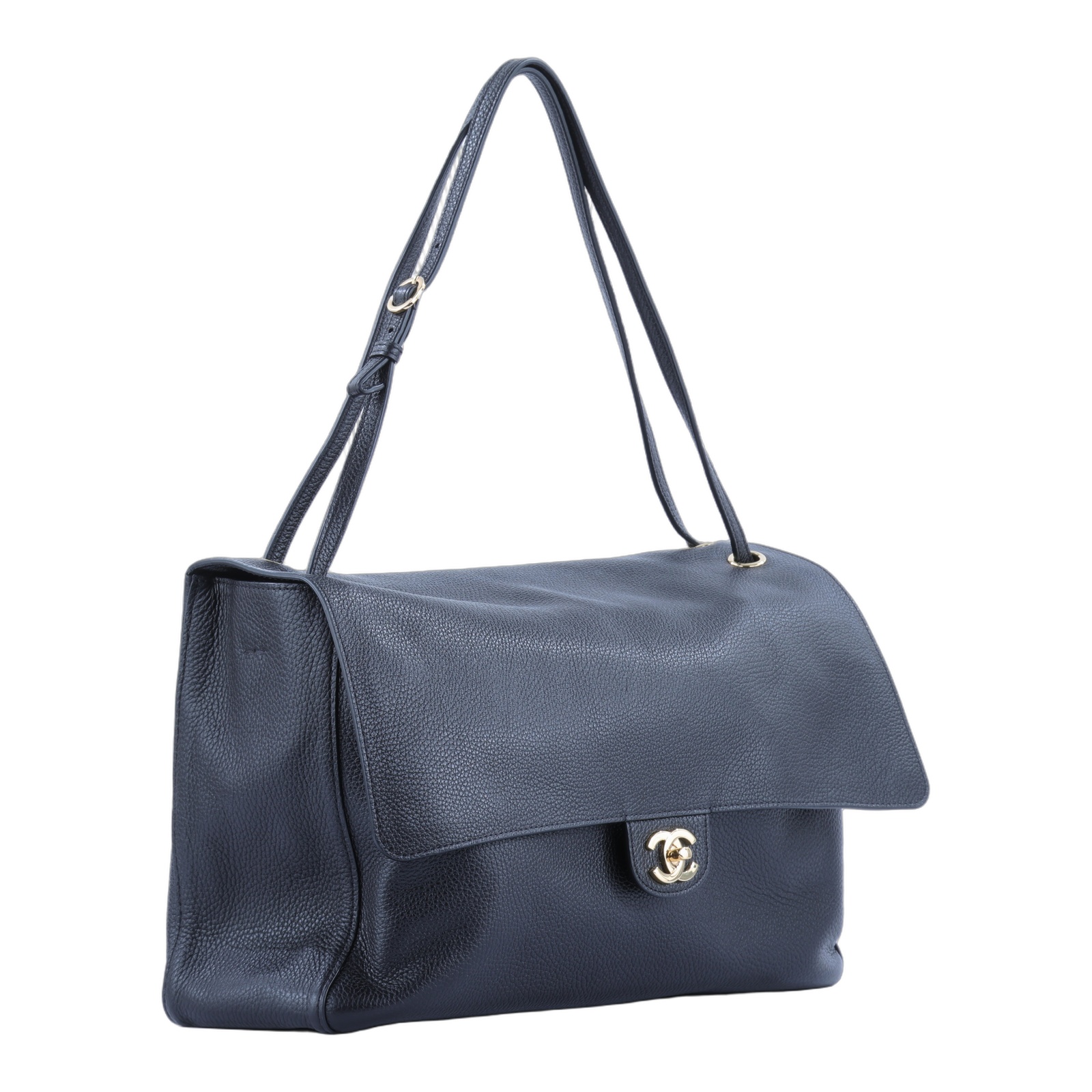 香奈兒 CHANEL 特大型 口蓋包 AS6233 B24332 晶片款 黑金粒紋牛口蓋包 38.5CM 防塵袋/購買證明影本