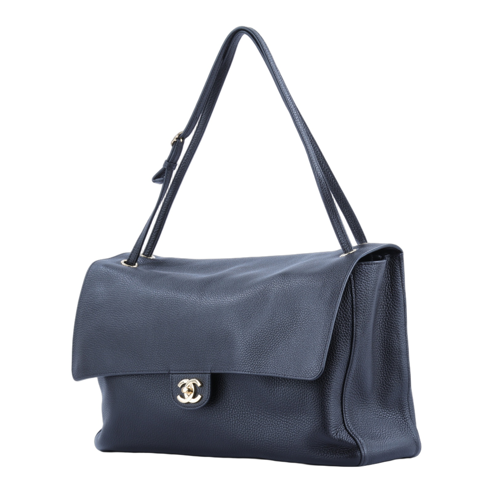 香奈兒 CHANEL 特大型 口蓋包 AS6233 B24332 晶片款 黑金粒紋牛口蓋包 38.5CM 防塵袋/購買證明影本