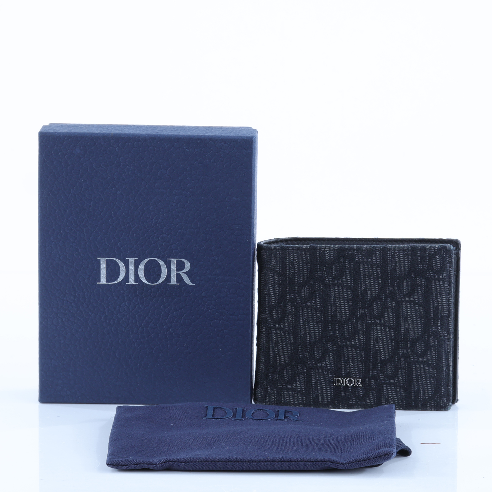 迪奧 CHRISTIAN DIOR 錢包 短夾 2OBBC027YSE 黑緹花二折短夾 原廠盒子/防塵袋