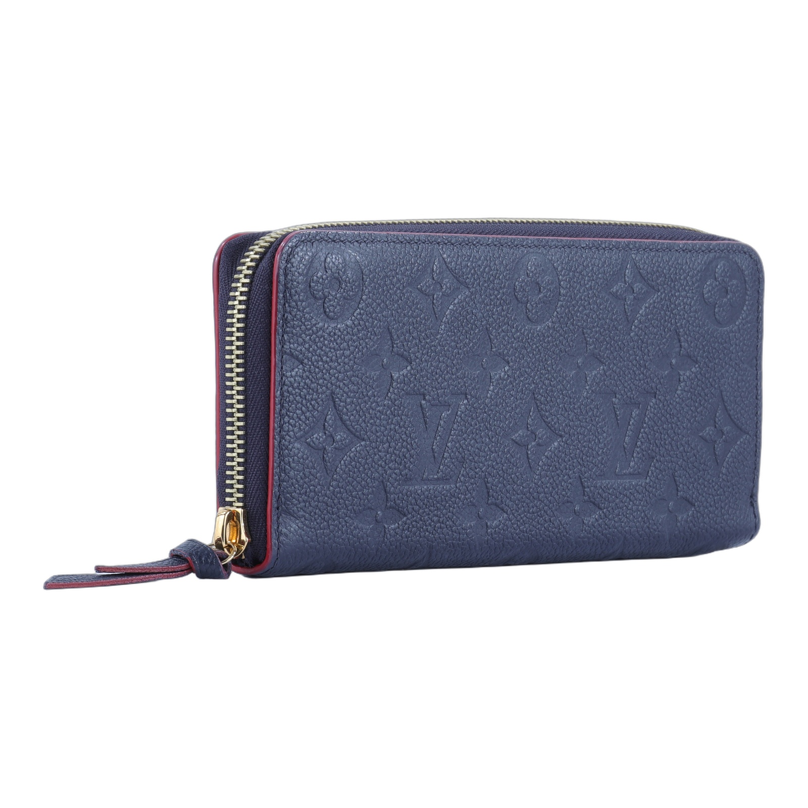 路易威登 LOUIS VUITTON Clémence 錢包 拉鍊 長夾 Empreinte 壓花牛皮 海軍藍 紅色 M69415 晶片款  防塵袋