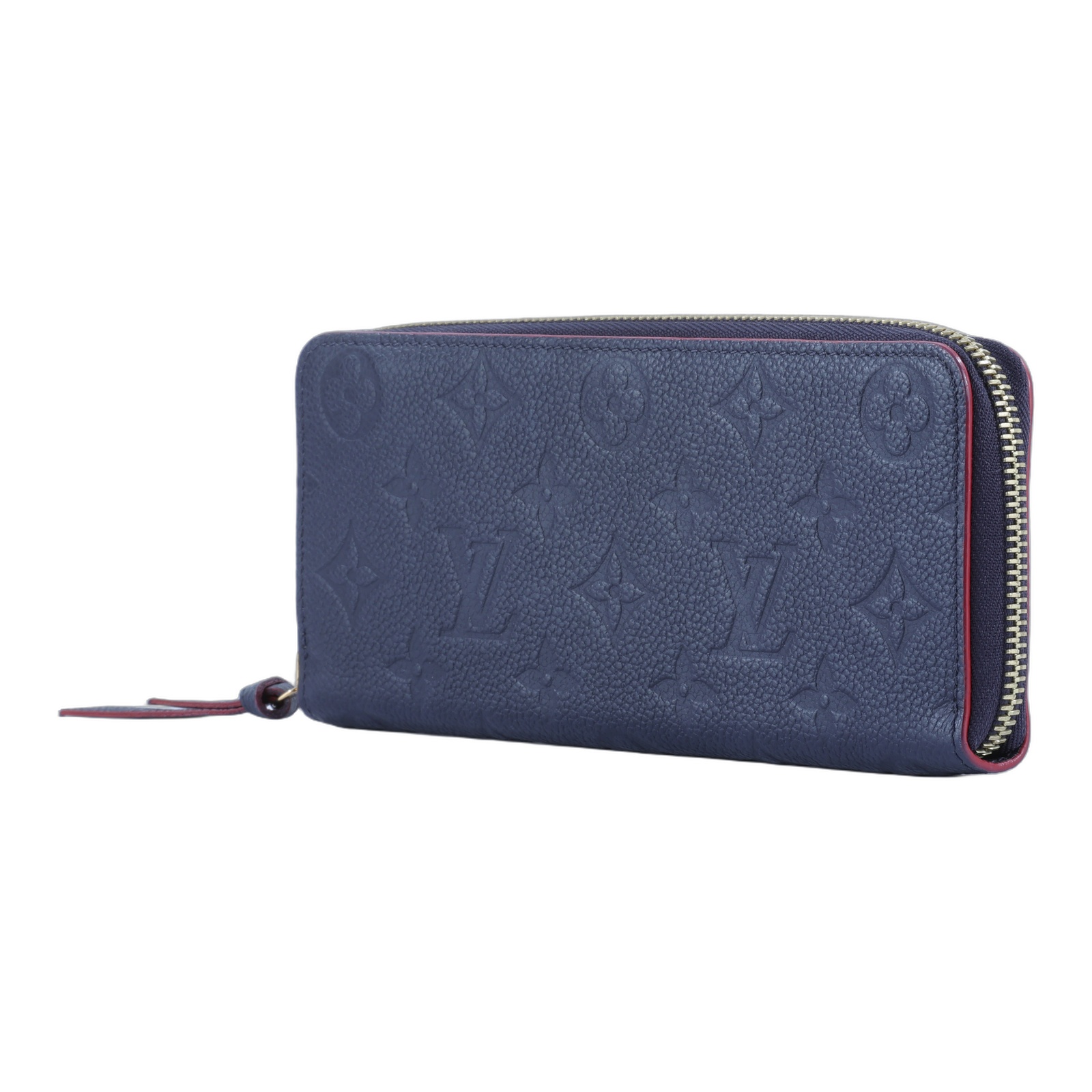 路易威登 LOUIS VUITTON Clémence 錢包 拉鍊 長夾 Empreinte 壓花牛皮 海軍藍 紅色 M69415 晶片款  防塵袋