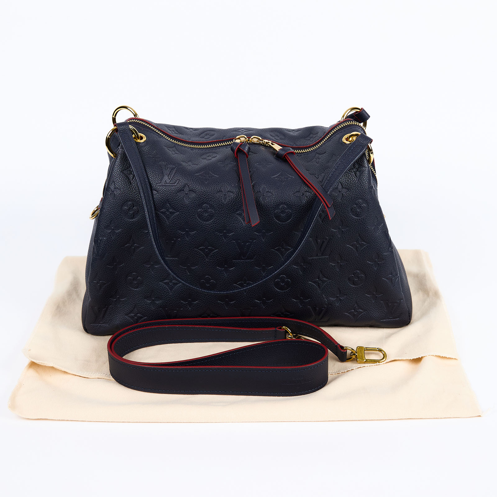 路易威登 LOUIS VUITTON Ponthieu PM 手提包 肩背包 斜背包 M43721 藍色原花牛皮壓紋Ponthieu PM 防塵袋/背帶