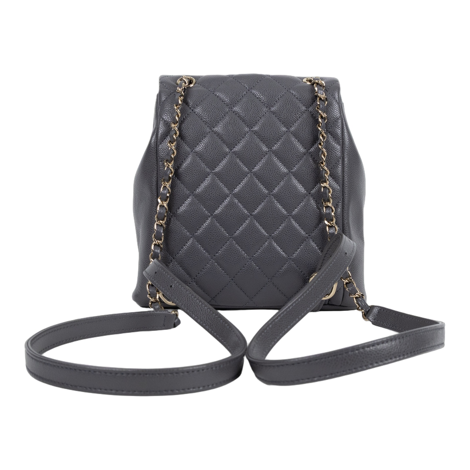 香奈兒 CHANEL Duma 經典 CC Logo 菱格紋 雙肩 後背包 AS3860 晶片款 灰荔枝DUMA 中號 防塵袋