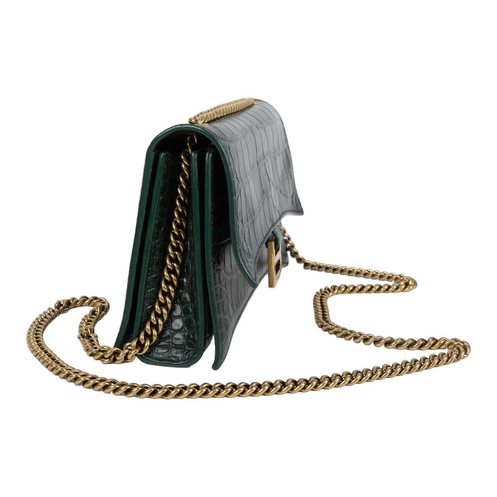 巴黎世家 BALENCIAGA Crush S 肩背包 鱷魚壓紋牛皮 736016210IX 綠鱷魚壓紋Crush Sling鏈帶包 XS 無附屬品