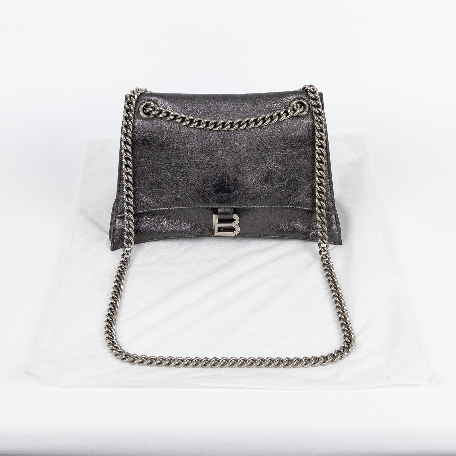 巴黎世家 BALENCIAGA Crush M 肩背包 手提包 斜背包 7163932AATG 灰CRUSH MEDIUM鏈帶包 無附屬品