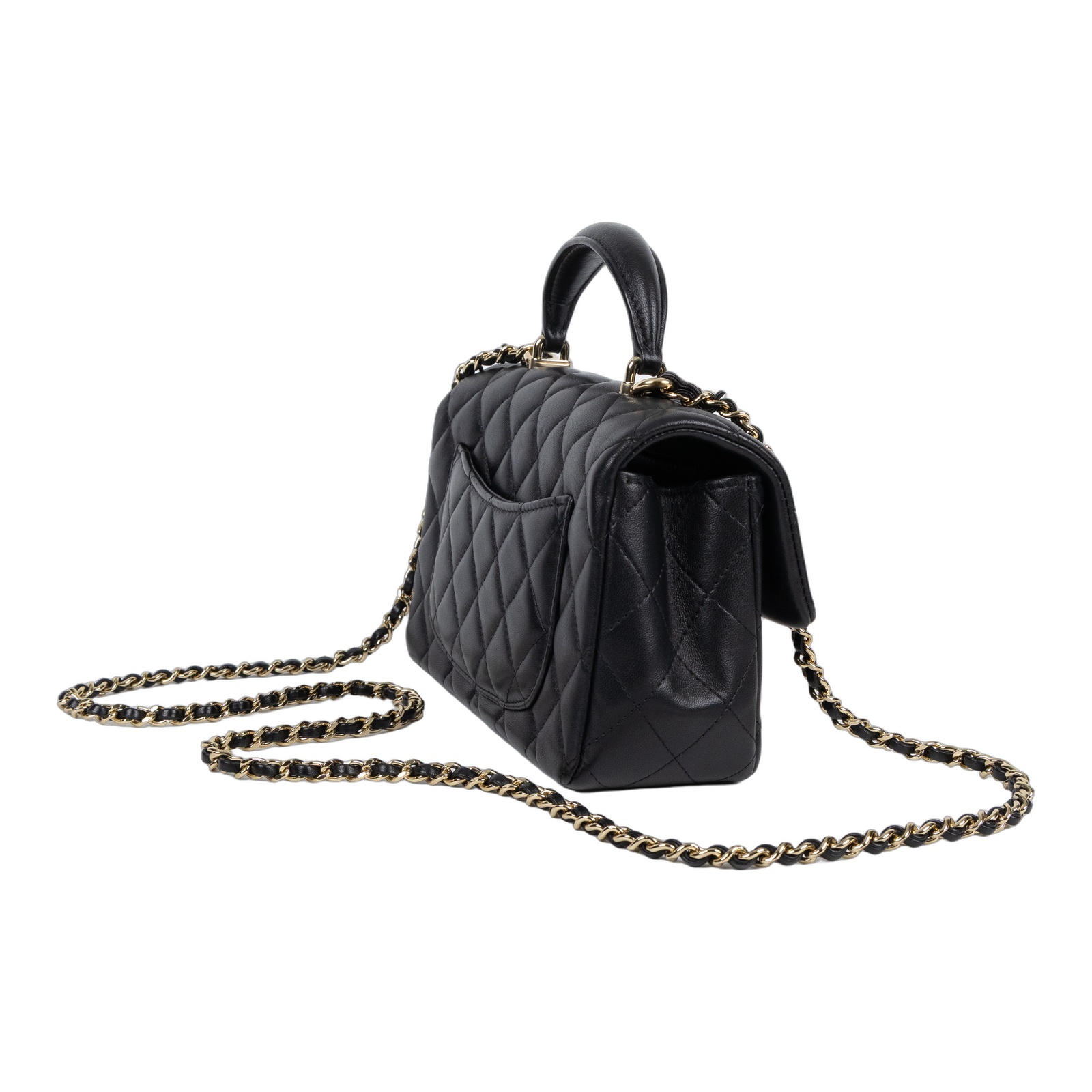 香奈兒 CHANEL Coco 20  Handle 肩背 斜背 迷你 口蓋包 AS2431 晶片款 黑金羊COCO HANDLE 20 原廠盒子/ 防塵袋
