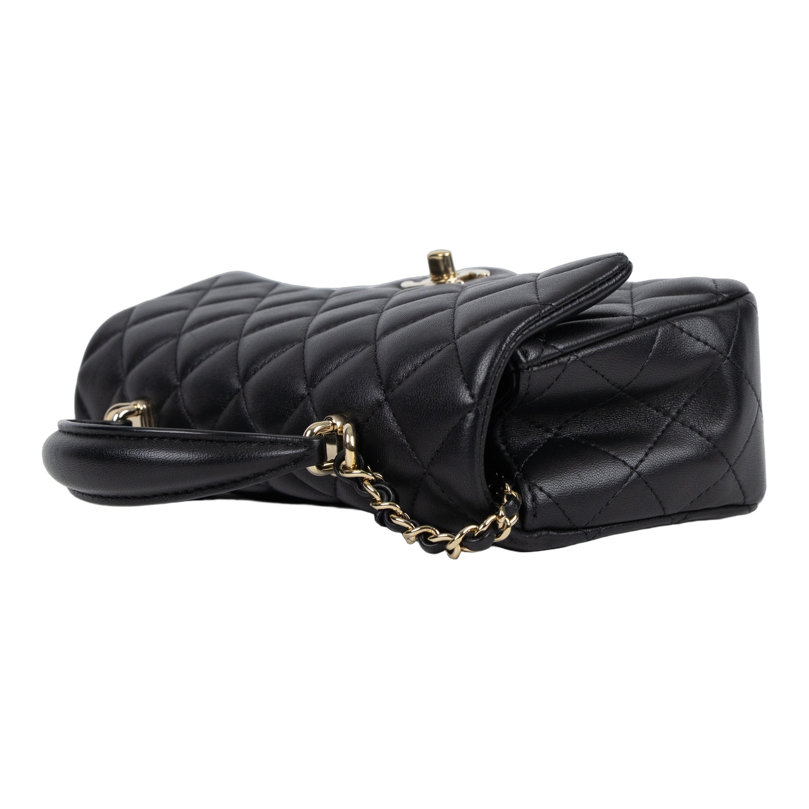 香奈兒 CHANEL Coco 20  Handle 肩背 斜背 迷你 口蓋包 AS2431 晶片款 黑金羊COCO HANDLE 20 原廠盒子/ 防塵袋