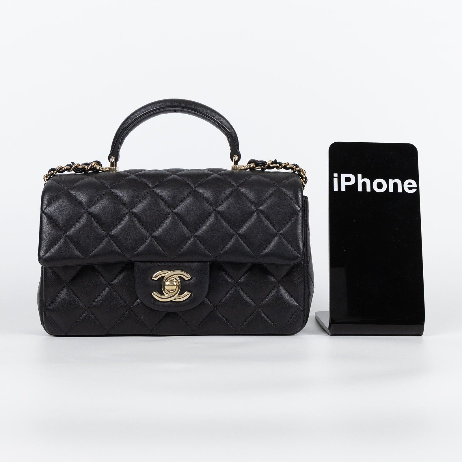香奈兒 CHANEL Coco 20  Handle 肩背 斜背 迷你 口蓋包 AS2431 晶片款 黑金羊COCO HANDLE 20 原廠盒子/ 防塵袋