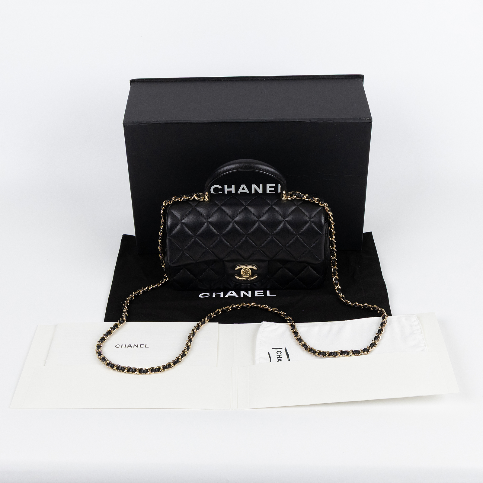香奈兒 CHANEL Coco 20  Handle 肩背 斜背 迷你 口蓋包 AS2431 晶片款 黑金羊COCO HANDLE 20 原廠盒子/ 防塵袋