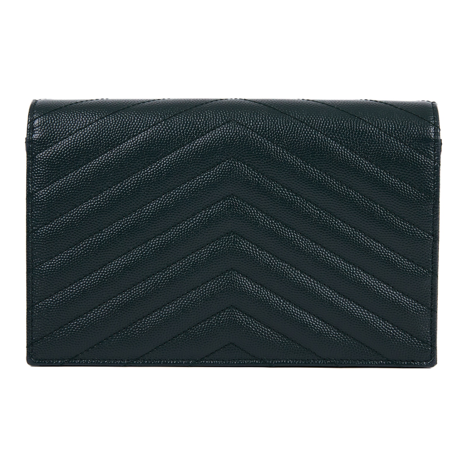聖羅蘭 YSL SAINT LAURENT 山形紋 鏈袋 信封包 金扣 393953BOW01 綠金魚子醬WOC 原廠盒子/防塵袋/背帶