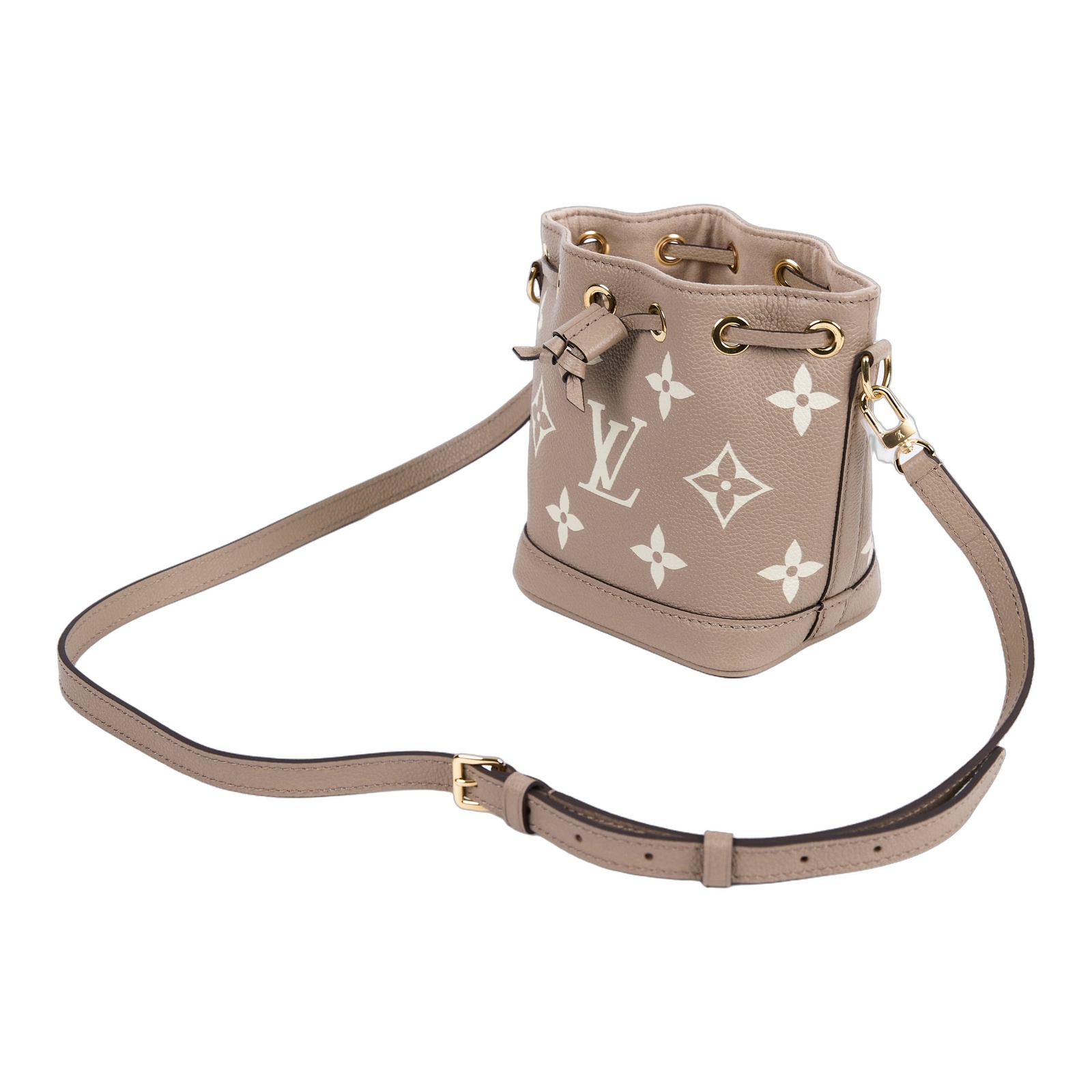 路易威登 LOUIS VUITTON Nano Noé 束口水桶包 Tourterelle 灰色 Cream色 M46291 晶片款  原廠盒子/防塵袋/背帶2/購買證明