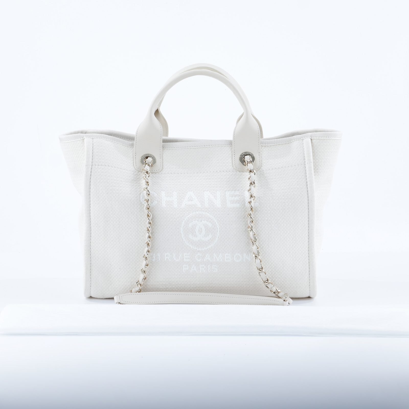 香奈兒 CHANEL 海灘包 小型 AS3257 晶片款 米白沙灘包DEAUVILLE 內袋