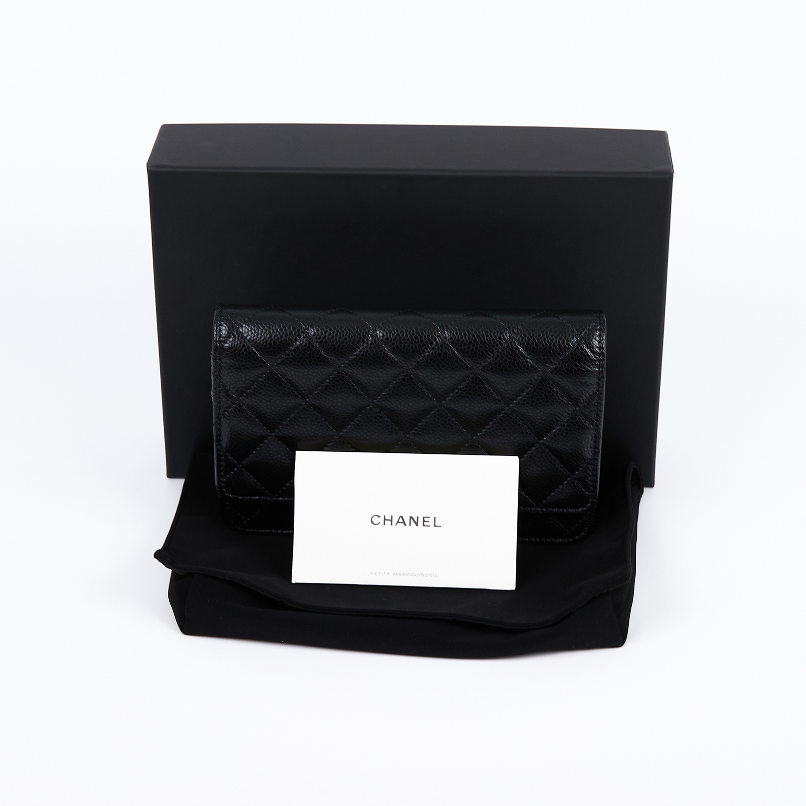 香奈兒 CHANEL 經典鏈子皮夾 菱格紋 CC LOGO AP0250 晶片款 黑金荔枝WOC 磁吸釦 原廠盒子/防塵袋