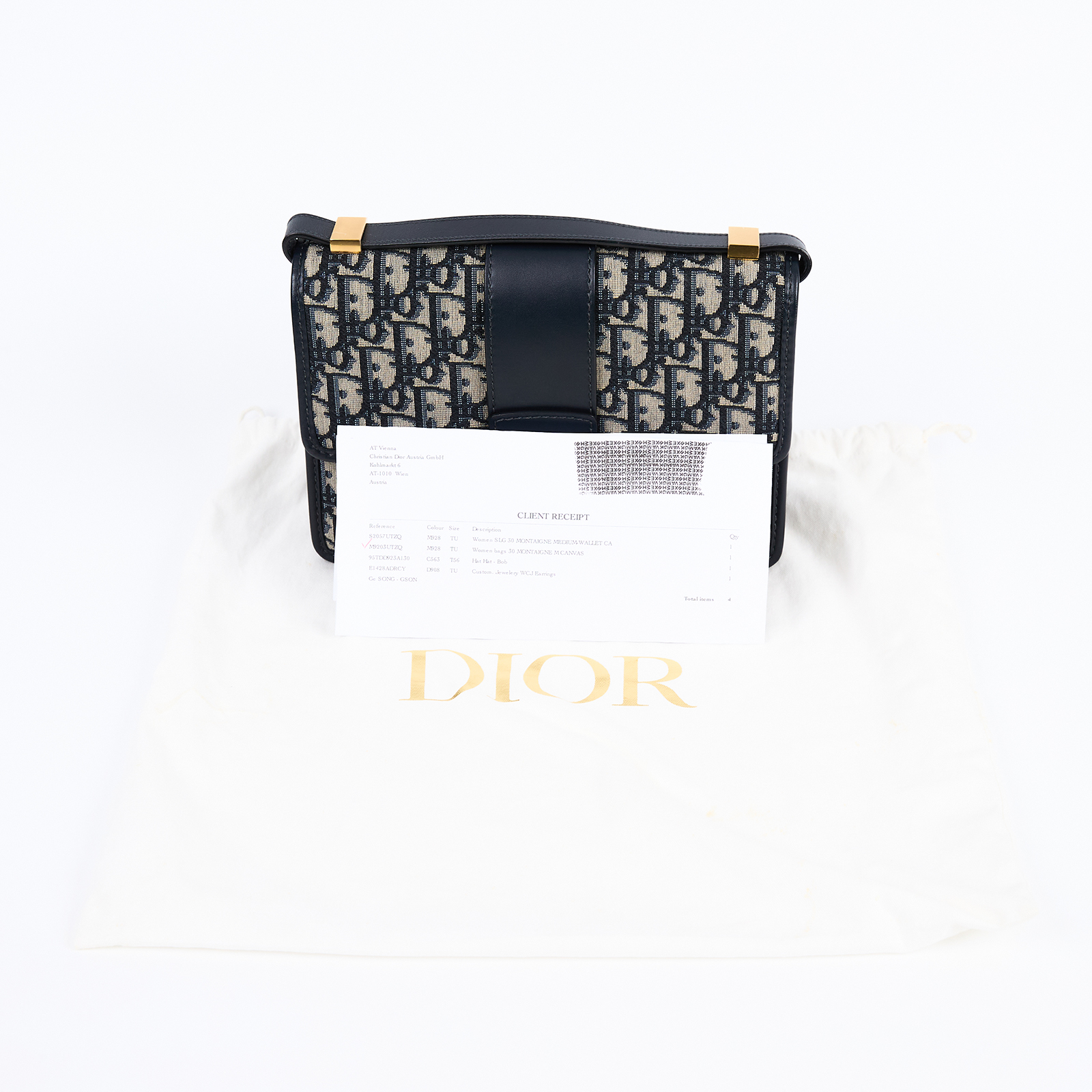 迪奧 CHRISTIAN DIOR 30 Montaigne 蒙田包 肩背包 斜背包 M9203UTZQ 藍緹花蒙田30 防塵袋/購買證明影本