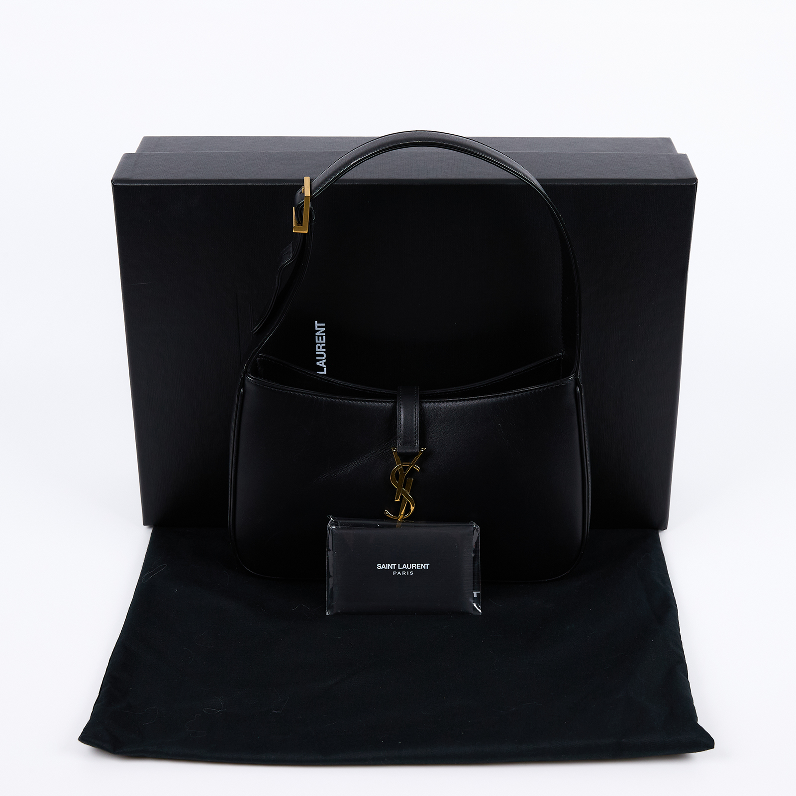 聖羅蘭 YSL SAINT LAURENT LE 5 À 7 滑面皮革 HOBO 手袋 手提包 6572282R20W  原廠盒子/防塵袋