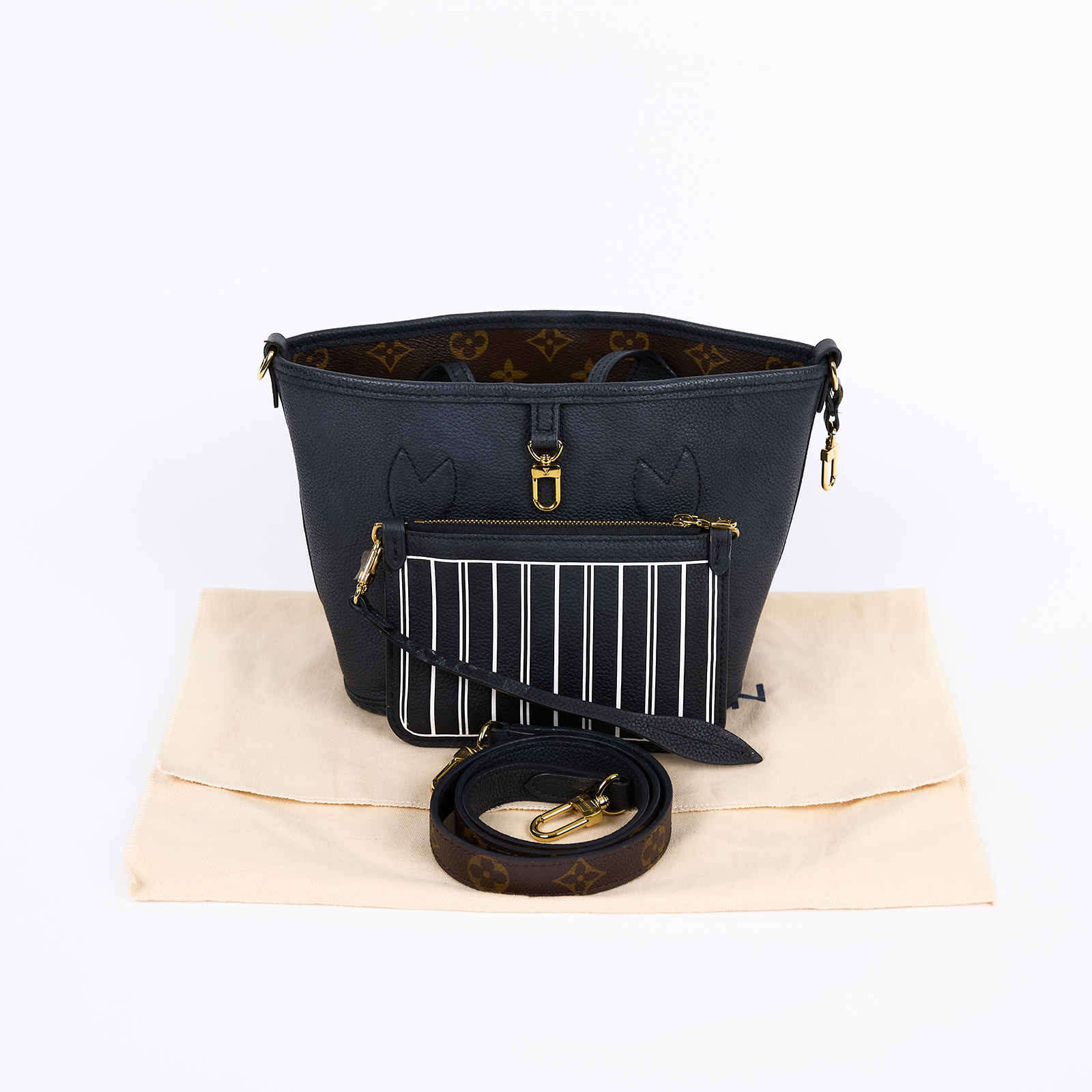 路易威登 LOUIS VUITTON Neverfull Bandoulière Inside Out BB 托特包 黑色 M12099 晶片款  防塵袋/內袋/背帶