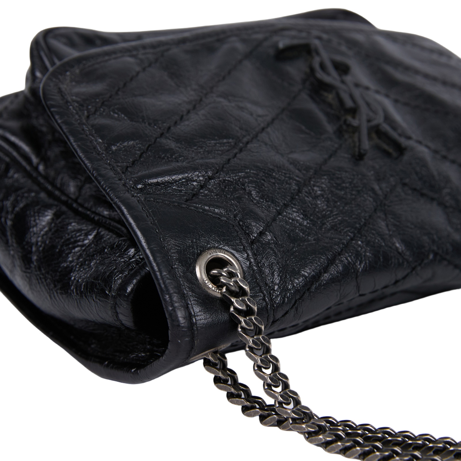 聖羅蘭 YSL SAINT LAURENT Niki 復古小牛皮 Baby 斜背 翻蓋包 5330370EN04 黑NIKI BABY 無附屬品