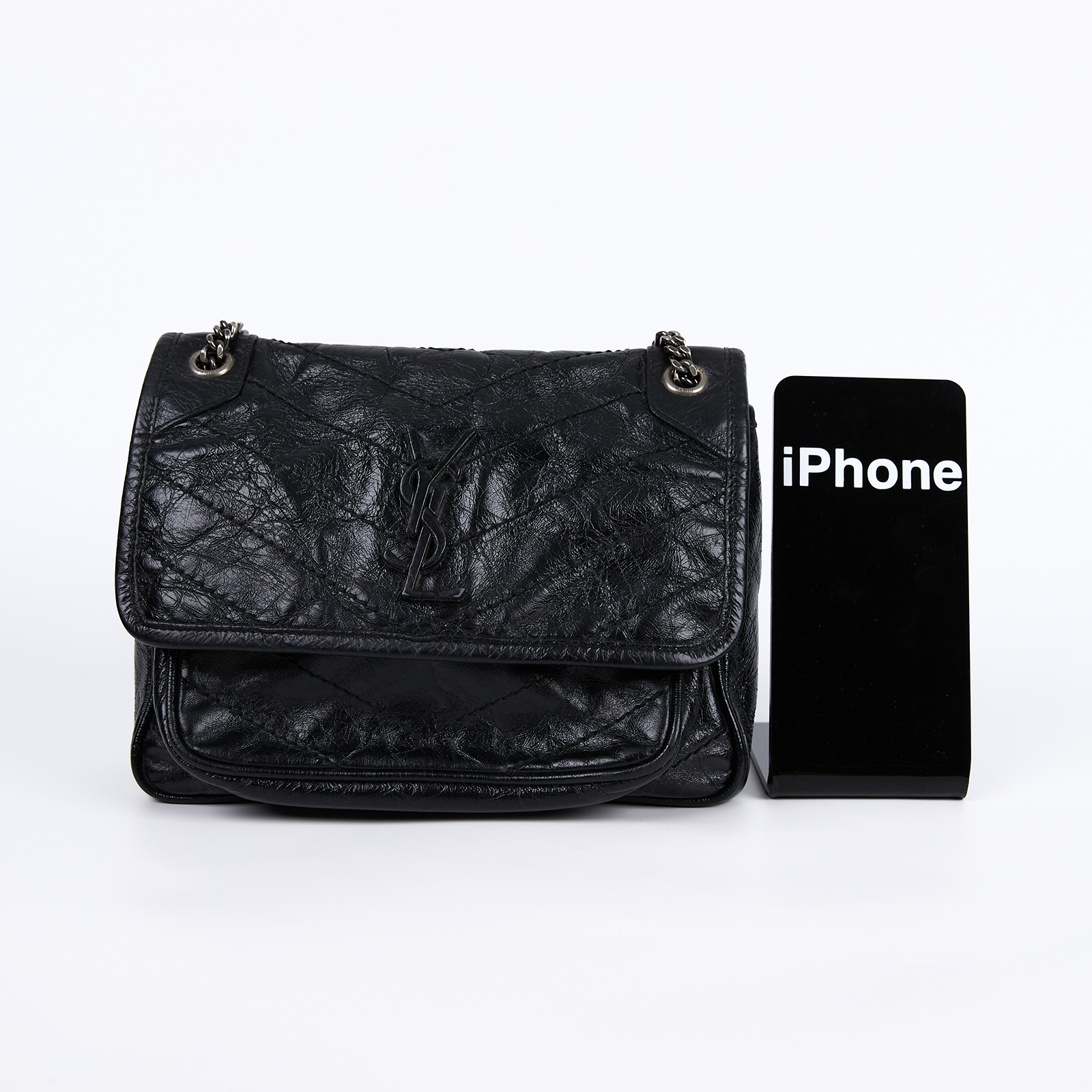 聖羅蘭 YSL SAINT LAURENT Niki 復古小牛皮 Baby 斜背 翻蓋包 5330370EN04 黑NIKI BABY 無附屬品