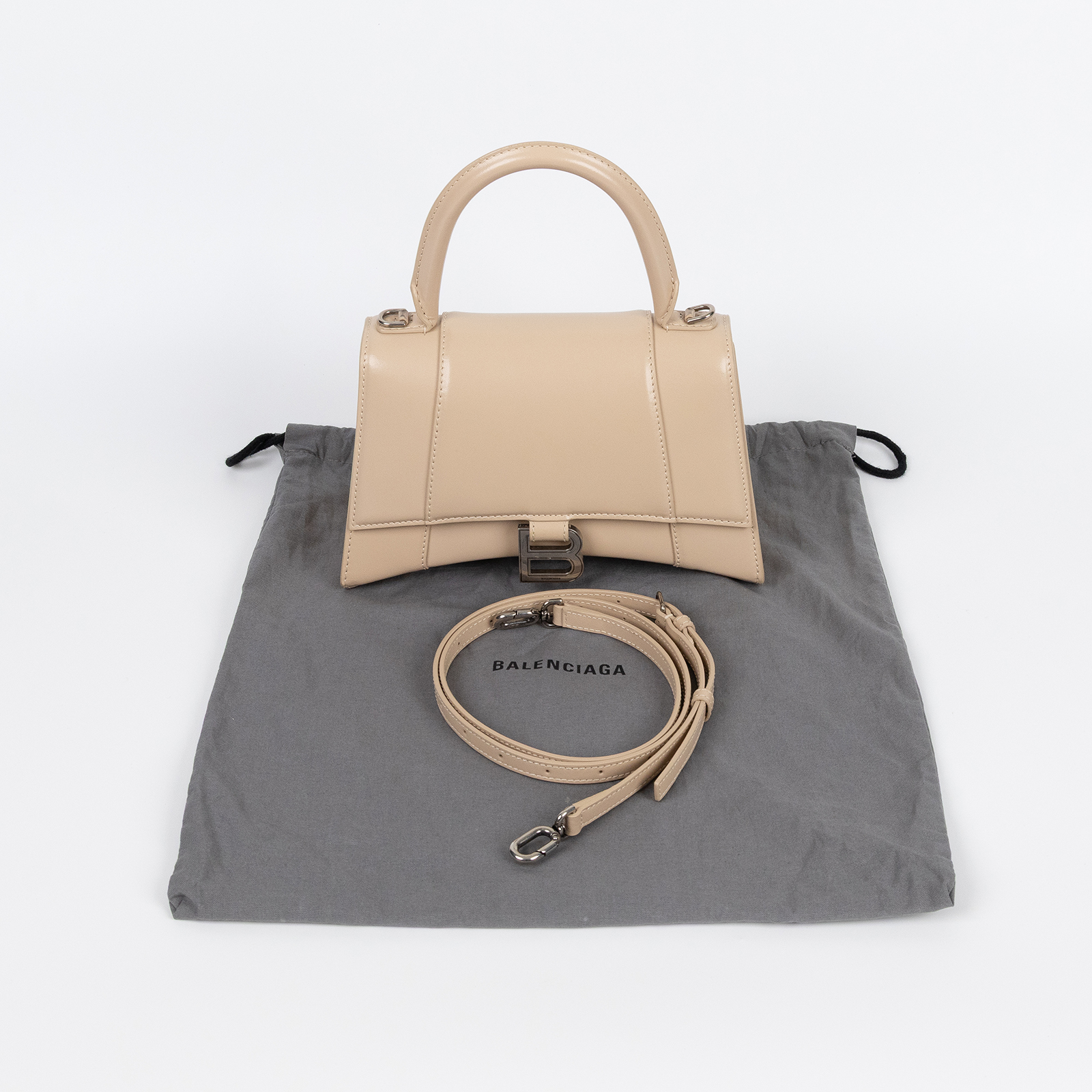 巴黎世家 BALENCIAGA Hourglass 手提包 小型 5935461QJ4Y 膚色HORGLASS XS 防塵袋/背帶