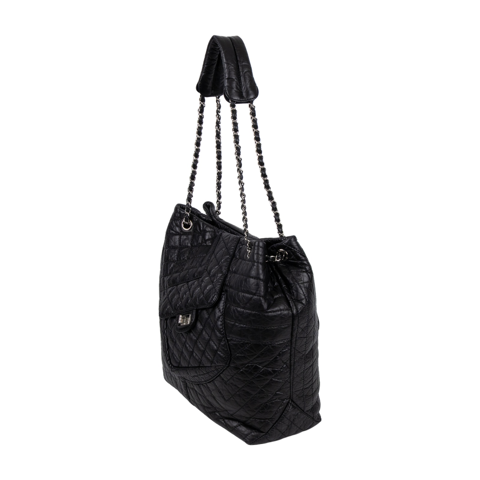 香奈兒 CHANEL 2.55 托特包  13開 黑仿舊牛皮2.55托特包 保證卡