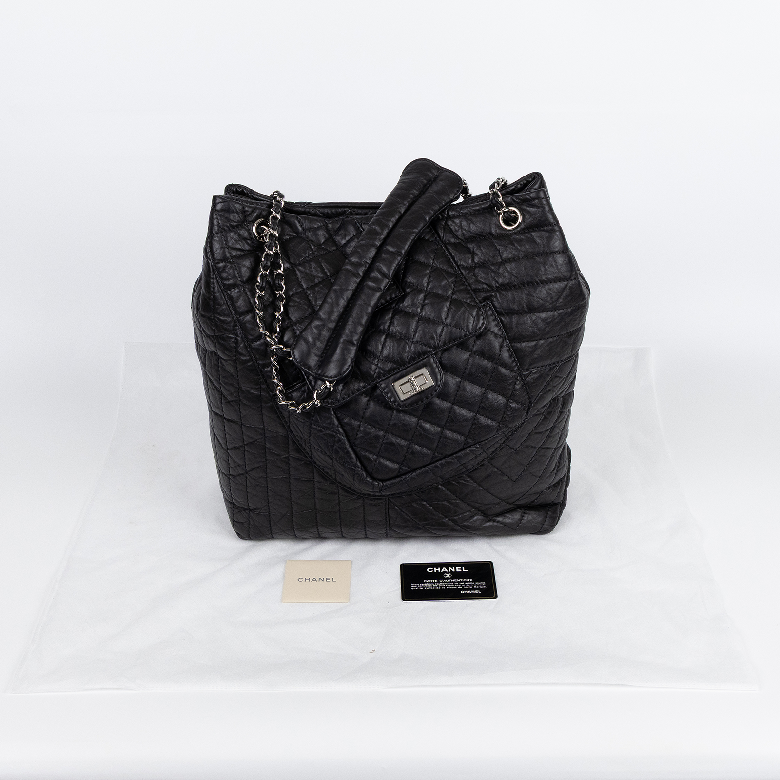 香奈兒 CHANEL 2.55 托特包  13開 黑仿舊牛皮2.55托特包 保證卡