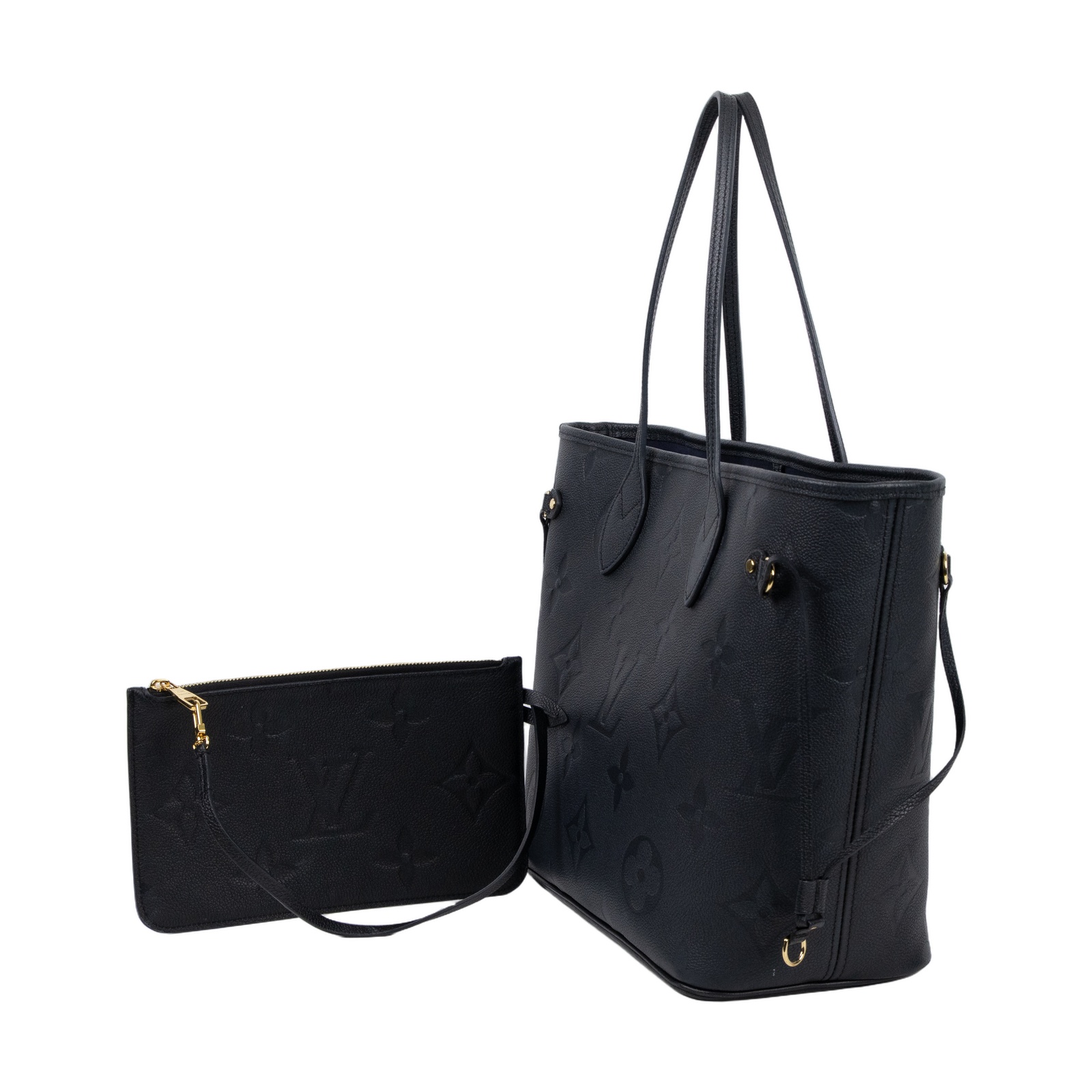 路易威登 LOUIS VUITTON Neverfull MM 手提 托特包 壓花牛皮 黑色 M45685 晶片款  原廠盒子/防塵袋/內袋/購買證明