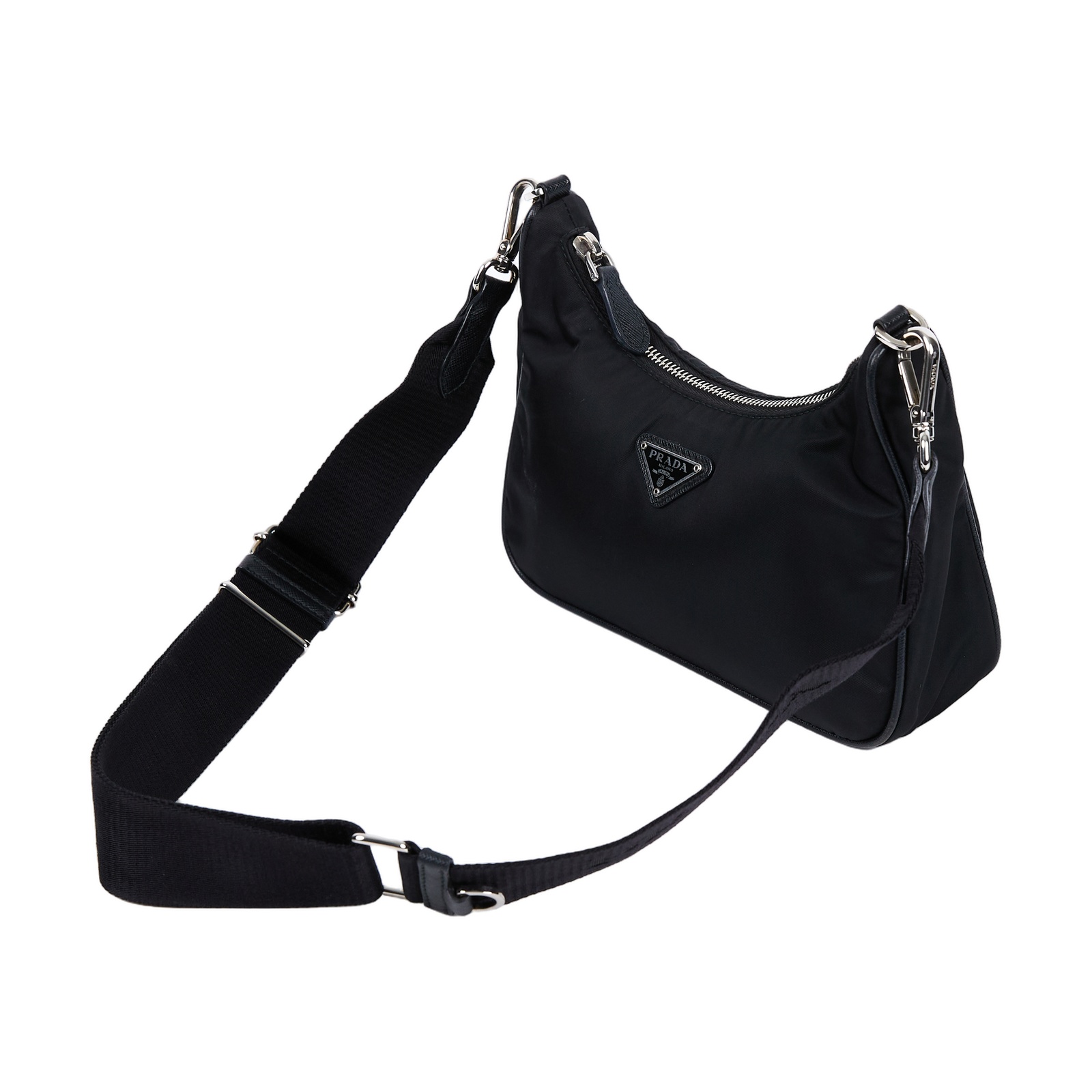 普拉達 PRADA Re-Edition 2005 Re-Nylon 手袋 1BH204_R064 黑尼龍三合一HOBO 背帶/零錢袋
